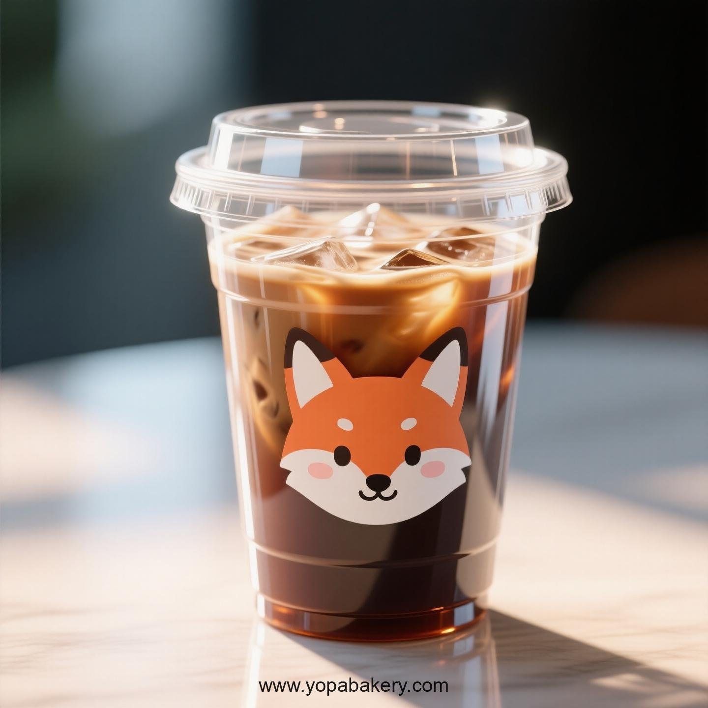 Fox Themed Clear Plastic Cups - Disposable PP & PET Coffee Cups with Lids