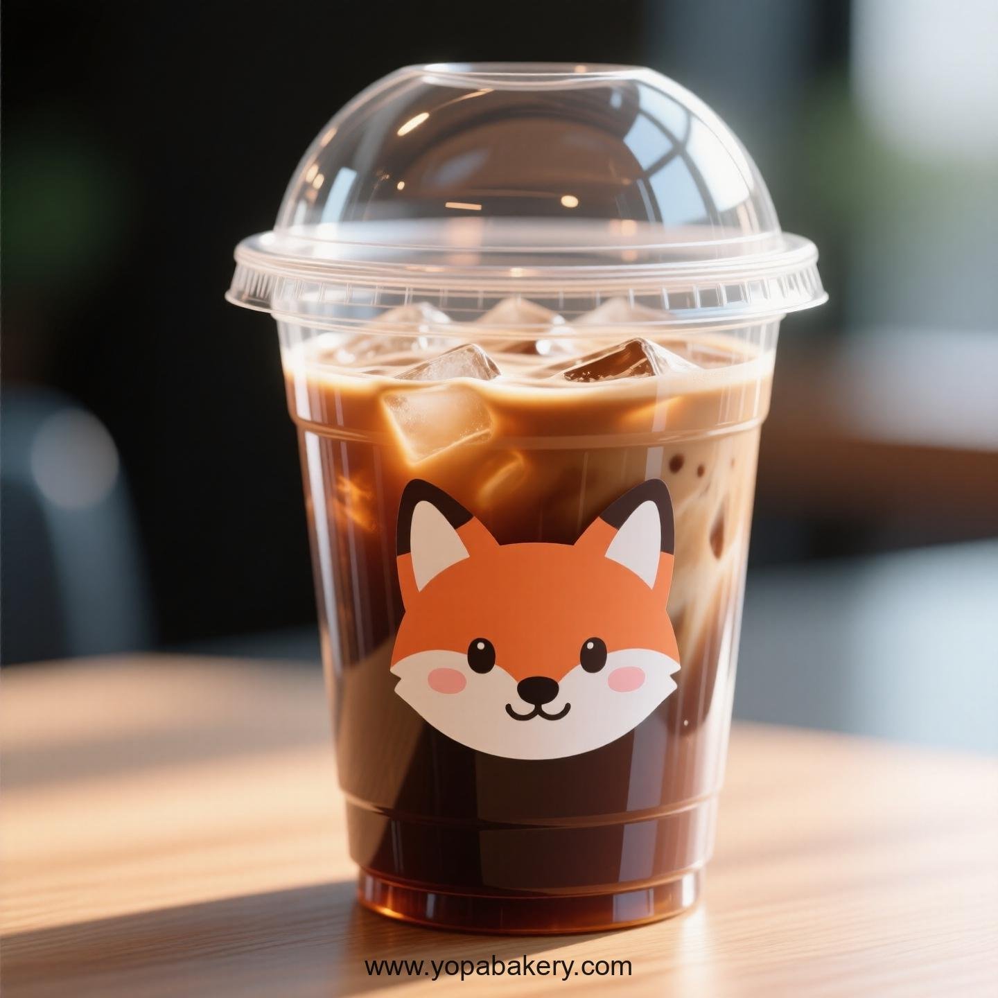 Fox Themed Clear Plastic Cups - Disposable PP & PET Coffee Cups with Lids