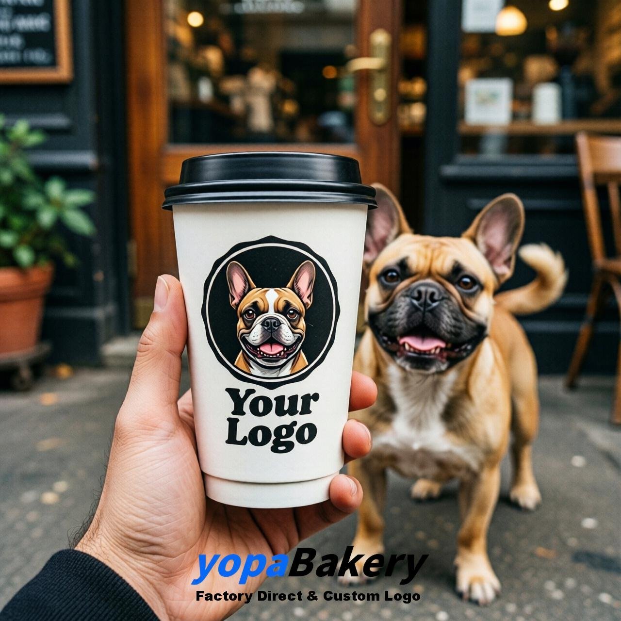French Bulldog Double Wall Paper Cups: 8oz/12oz/16oz/20oz/22oz/24oz