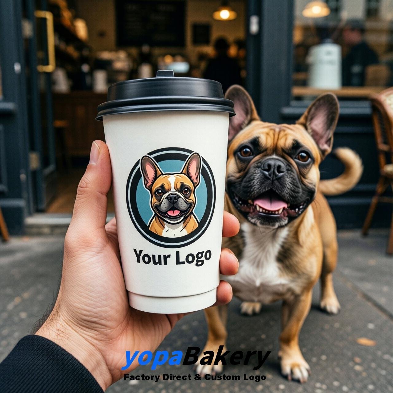 French Bulldog Double Wall Paper Cups: 8oz/12oz/16oz/20oz/22oz/24oz