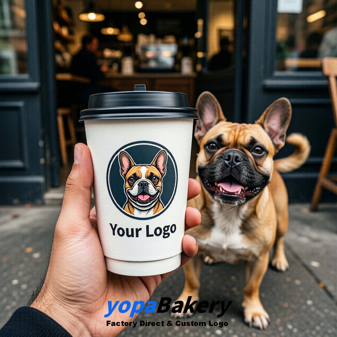 French Bulldog Double Wall Paper Cups: 8oz/12oz/16oz/20oz/22oz/24oz