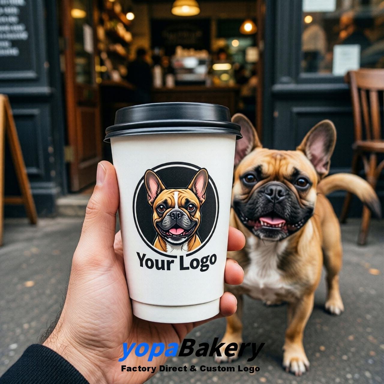 French Bulldog Double Wall Paper Cups: 8oz/12oz/16oz/20oz/22oz/24oz