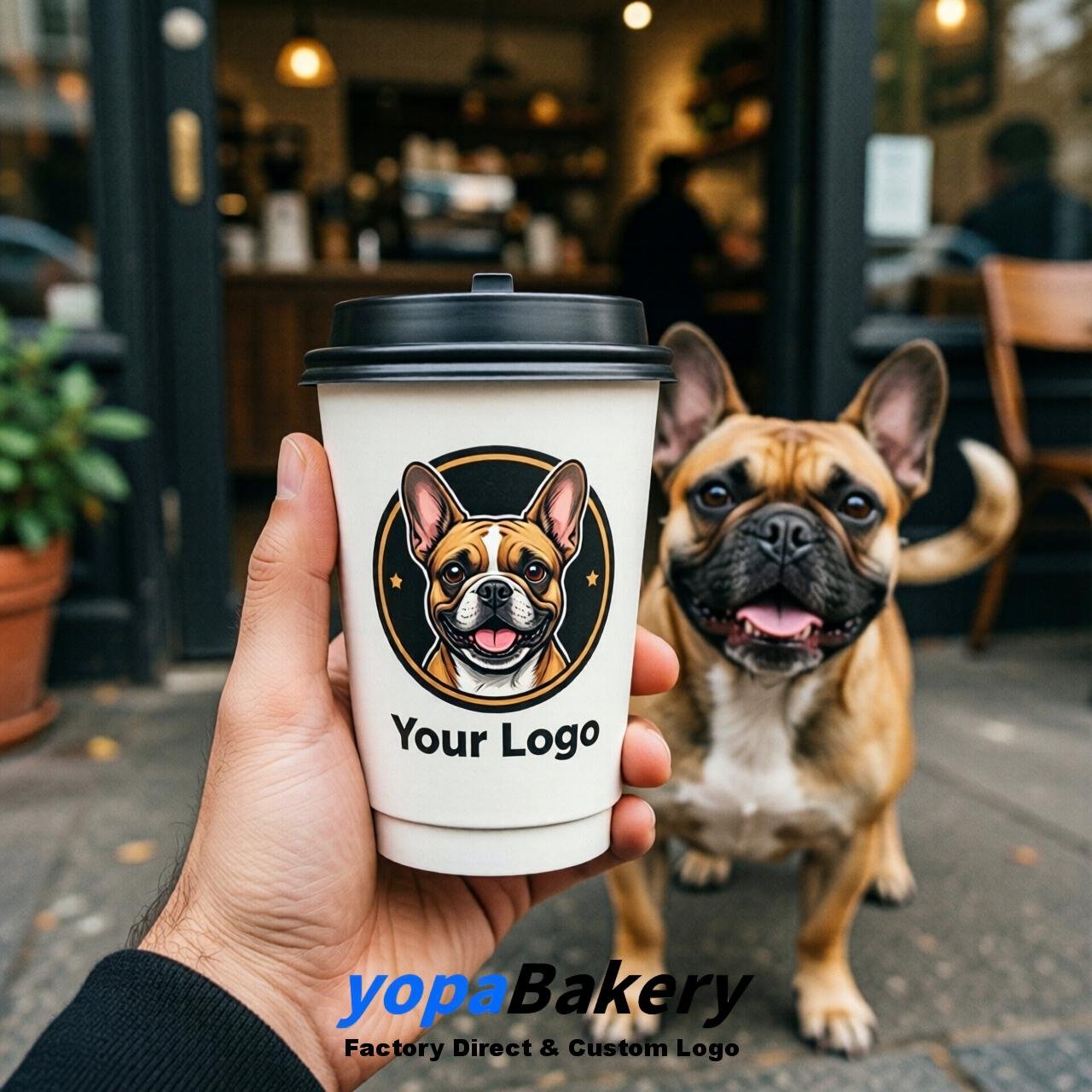 French Bulldog Double Wall Paper Cups: 8oz/12oz/16oz/20oz/22oz/24oz