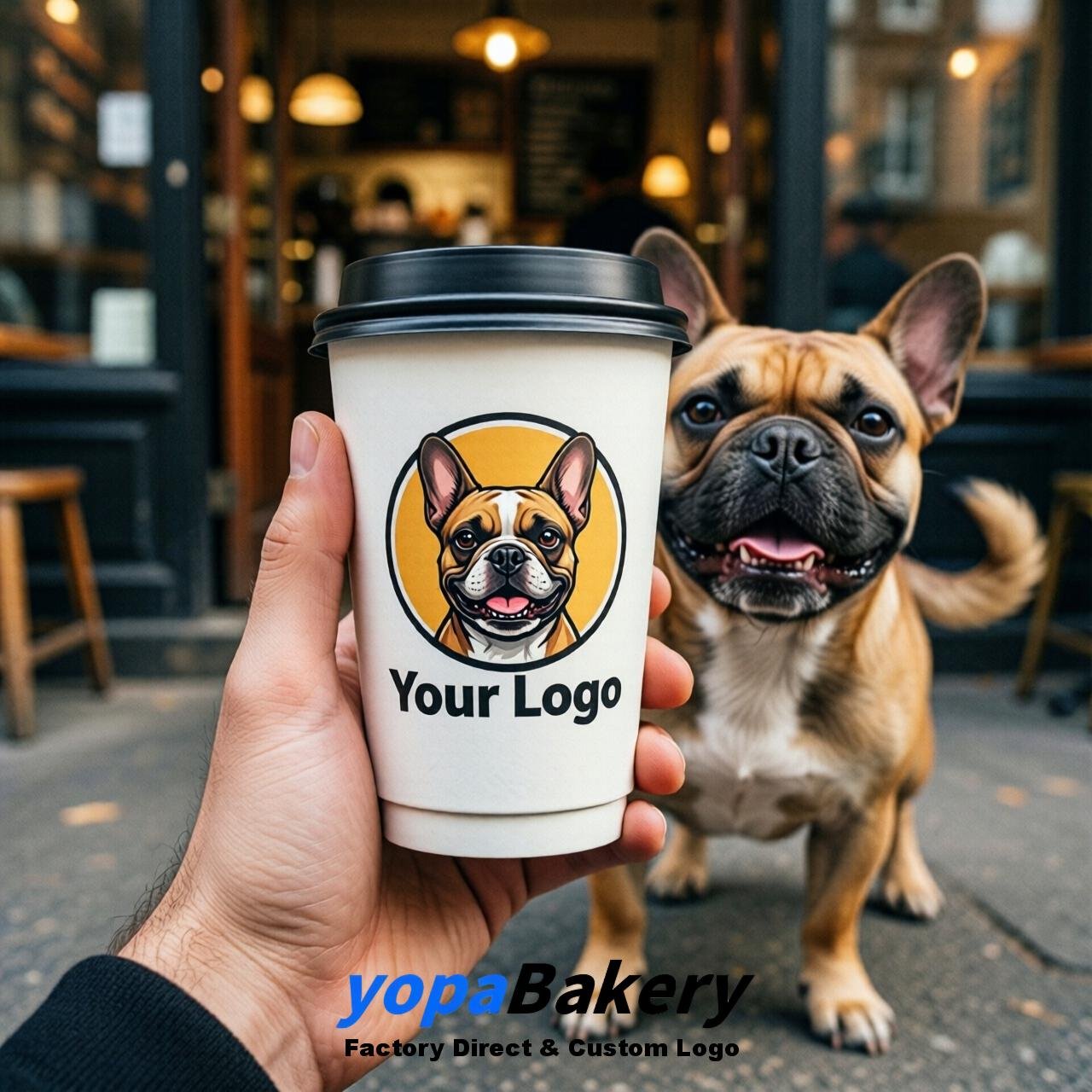 French Bulldog Double Wall Paper Cups: 8oz/12oz/16oz/20oz/22oz/24oz