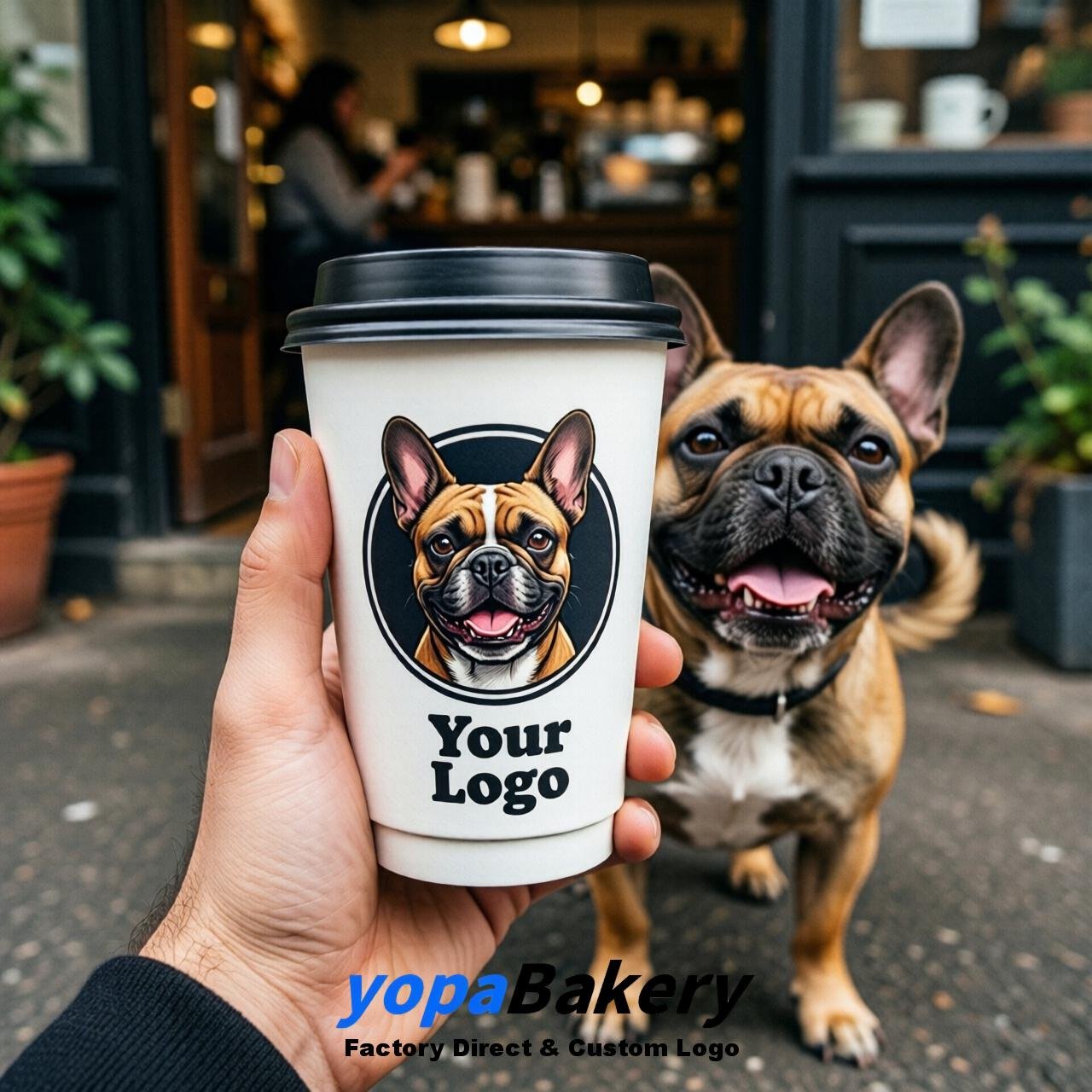 French Bulldog Double Wall Paper Cups: 8oz/12oz/16oz/20oz/22oz/24oz