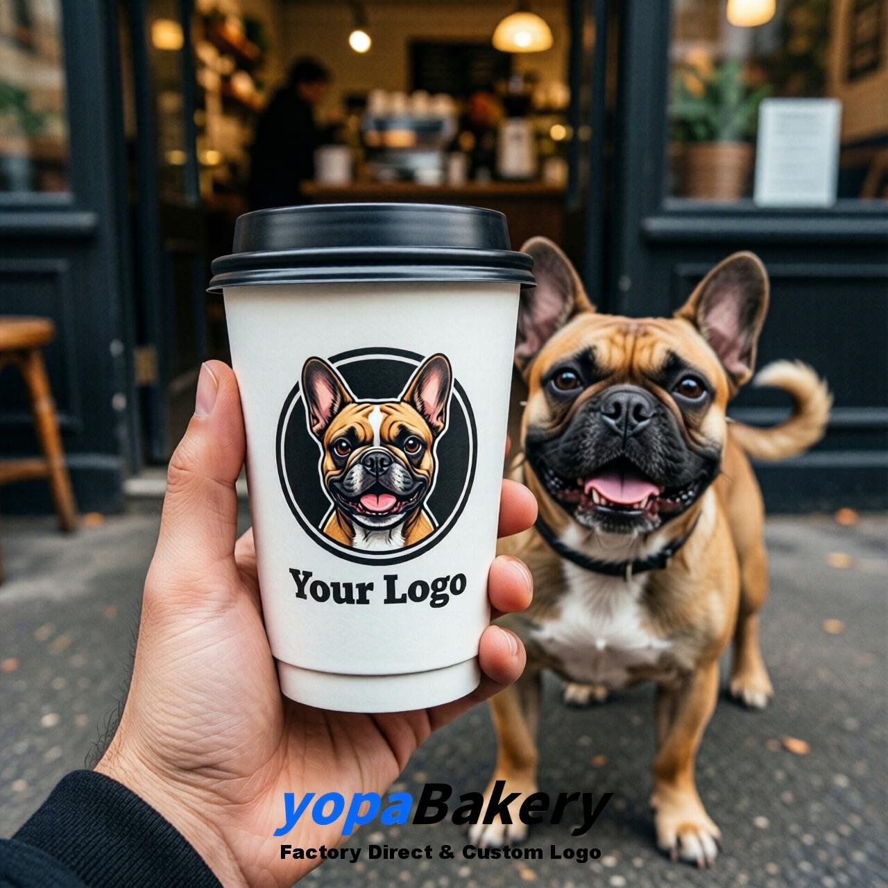 French Bulldog Double Wall Paper Cups: 8oz/12oz/16oz/20oz/22oz/24oz