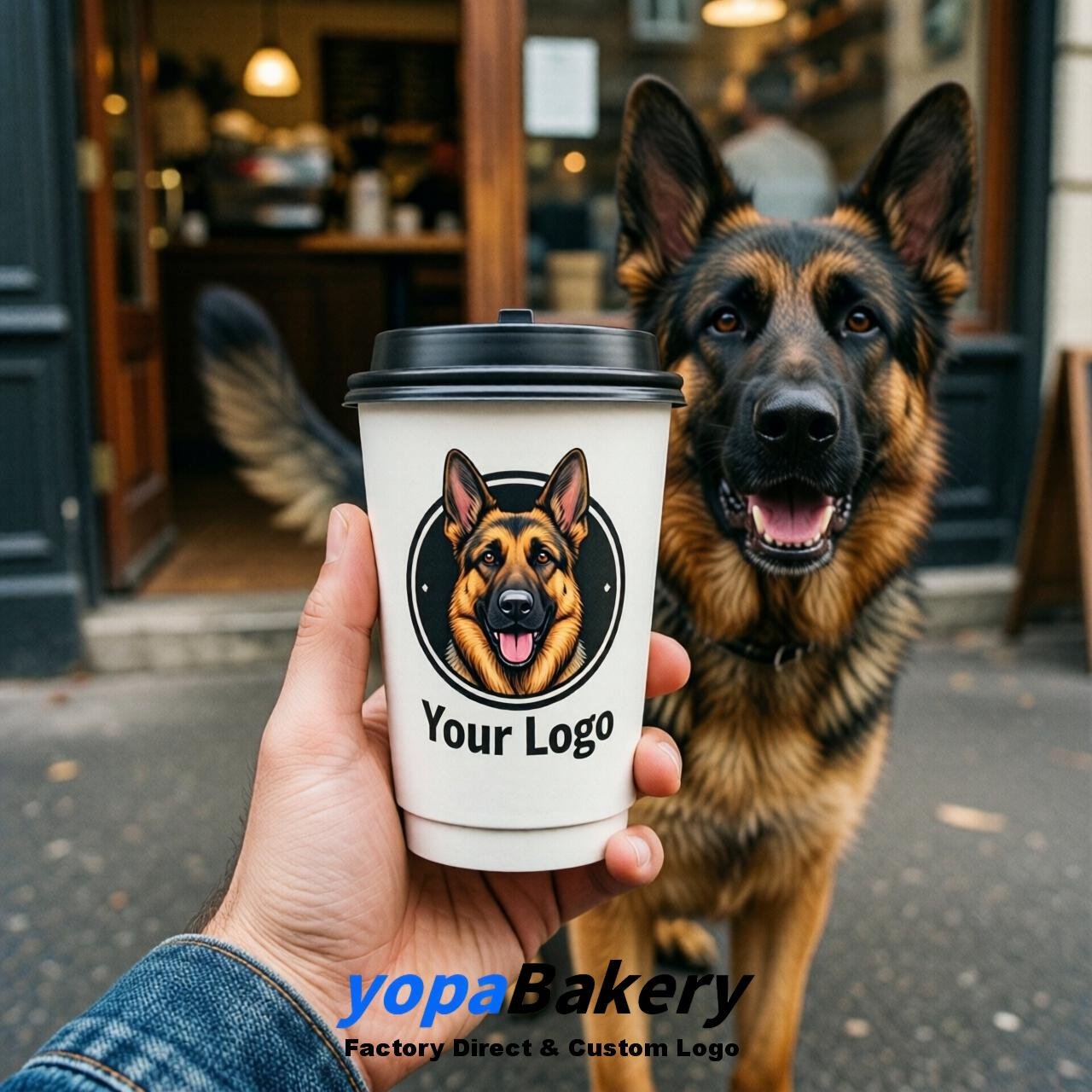 German Shepherd Double Wall Paper Cups: 8oz/12oz/16oz/20oz/22oz/24oz