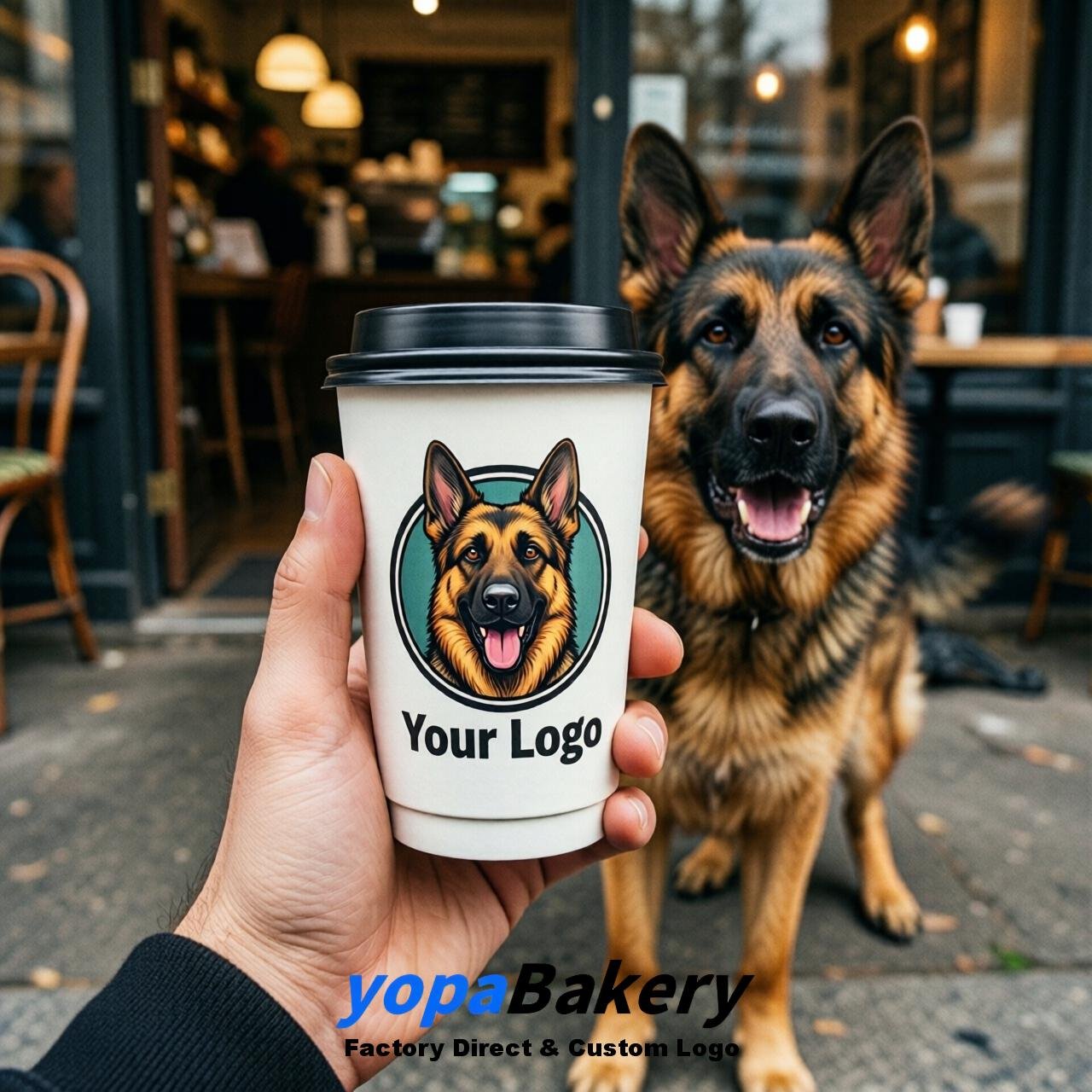 German Shepherd Double Wall Paper Cups: 8oz/12oz/16oz/20oz/22oz/24oz