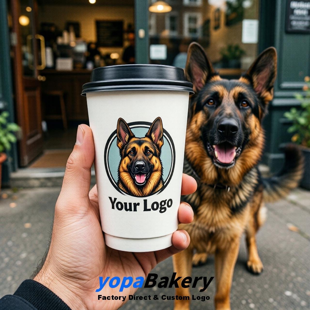 German Shepherd Double Wall Paper Cups: 8oz/12oz/16oz/20oz/22oz/24oz