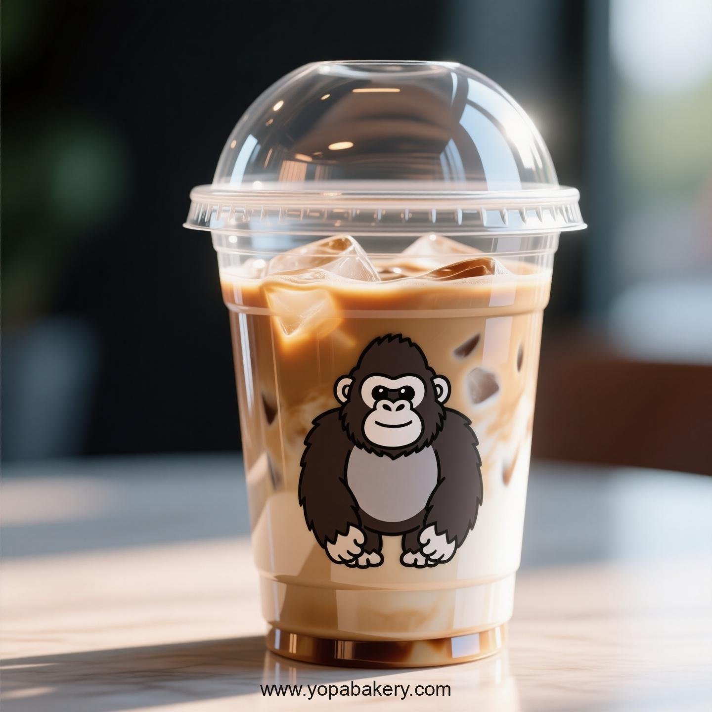 Gorilla Themed Clear Plastic Cups - Disposable PP & PET Coffee Cups with Lids