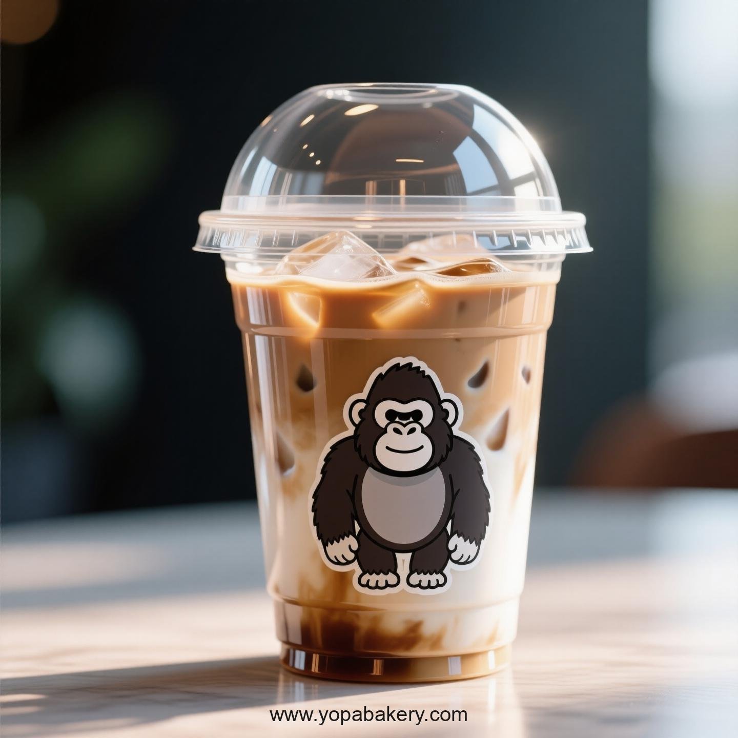 Gorilla Themed Clear Plastic Cups - Disposable PP & PET Coffee Cups with Lids