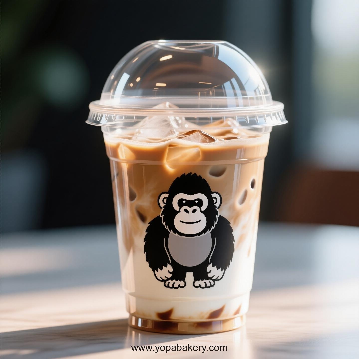 Gorilla Themed Clear Plastic Cups - Disposable PP & PET Coffee Cups with Lids