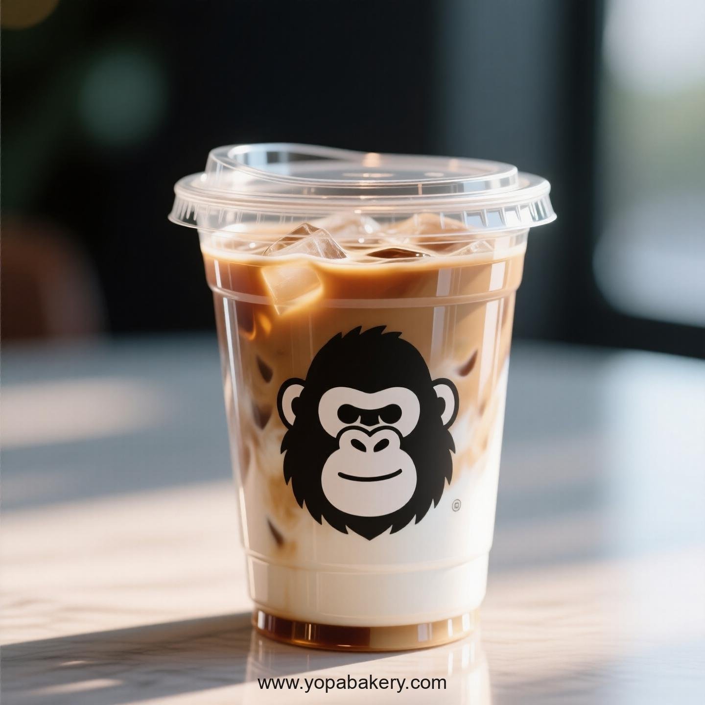 Gorilla Themed Clear Plastic Cups - Disposable PP & PET Coffee Cups with Lids