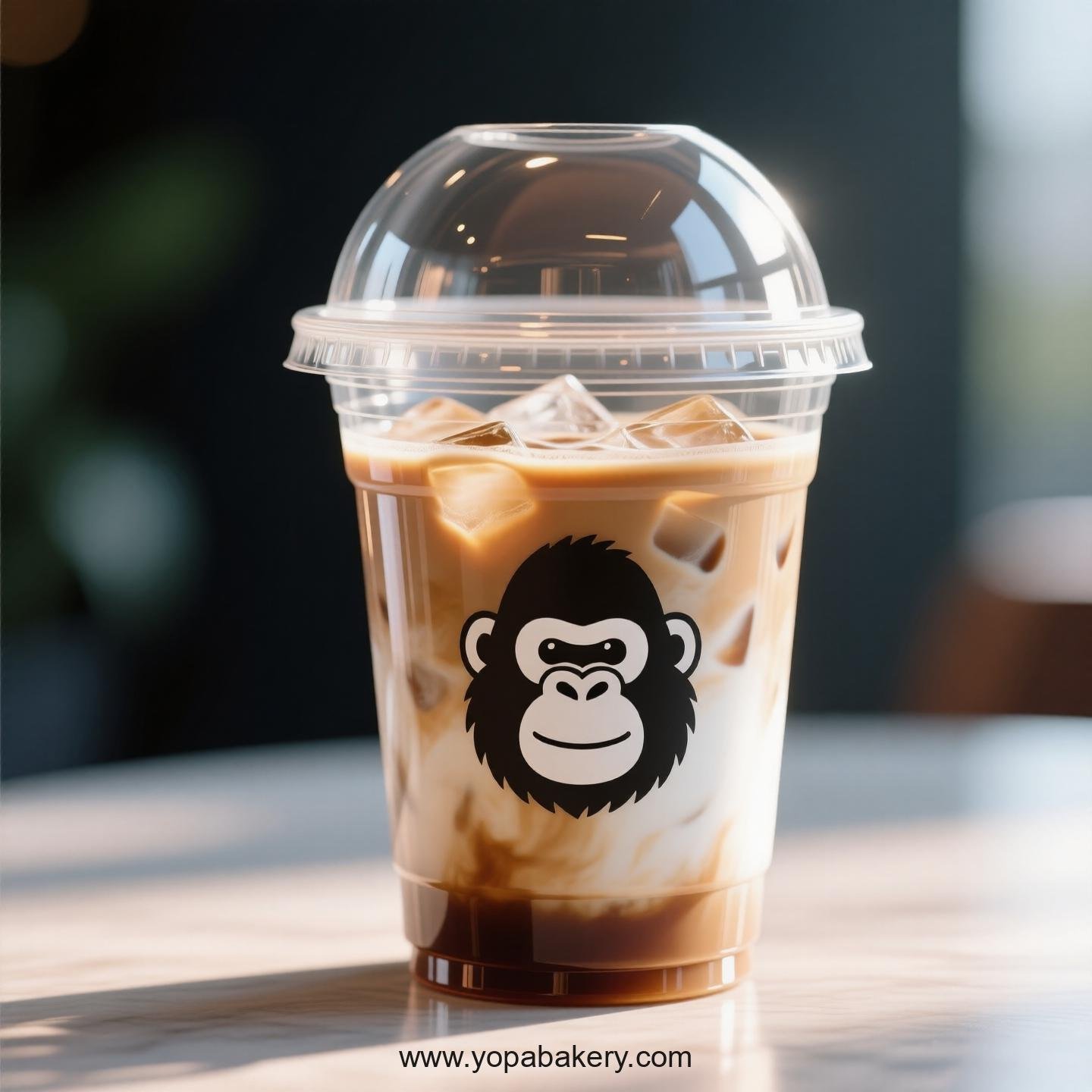 Gorilla Themed Clear Plastic Cups - Disposable PP & PET Coffee Cups with Lids