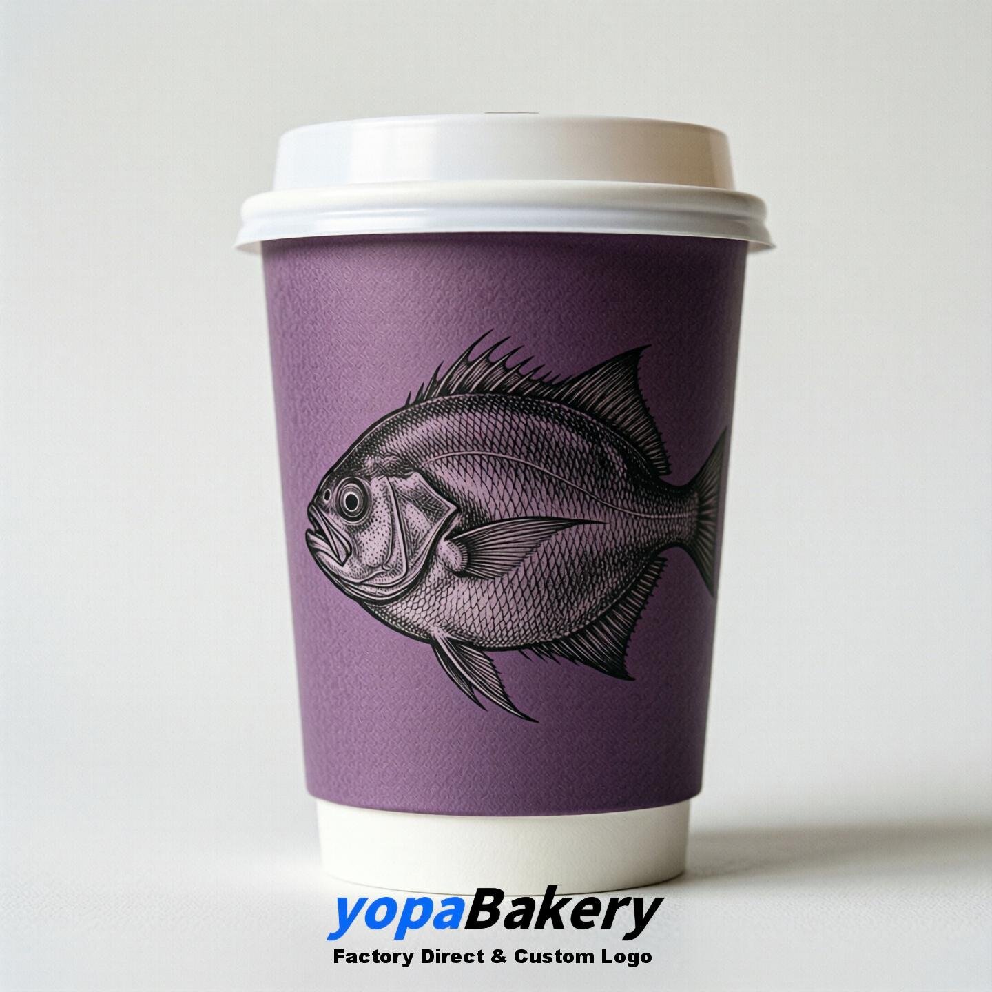 Halibut Double Wall Paper Cups: 100ml/120ml/200ml/240ml/300ml/360ml/400ml/500ml/600ml/700ml