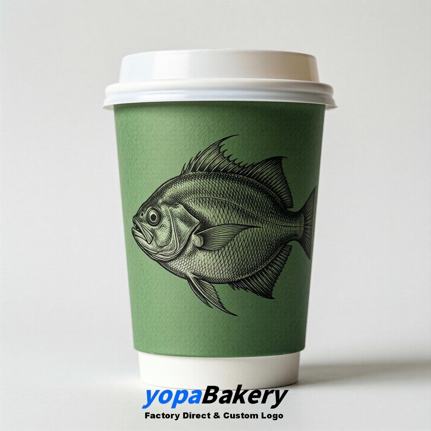 Halibut Double Wall Paper Cups: 100ml/120ml/200ml/240ml/300ml/360ml/400ml/500ml/600ml/700ml