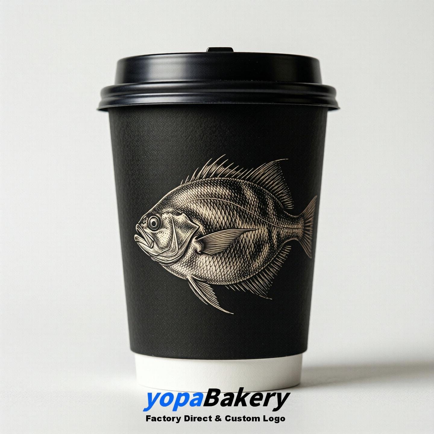 Halibut Double Wall Paper Cups: 100ml/120ml/200ml/240ml/300ml/360ml/400ml/500ml/600ml/700ml