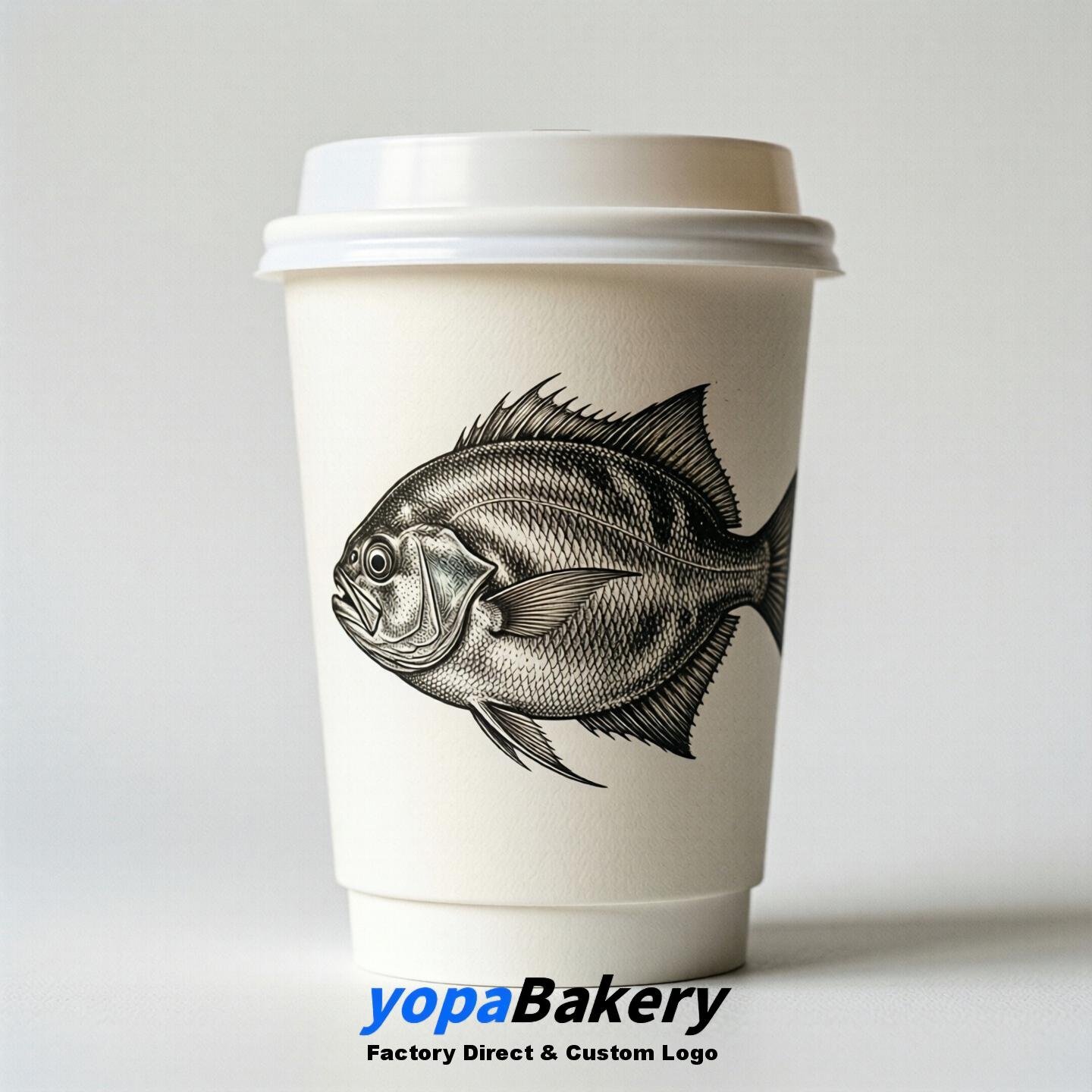 Halibut Double Wall Paper Cups: 100ml/120ml/200ml/240ml/300ml/360ml/400ml/500ml/600ml/700ml