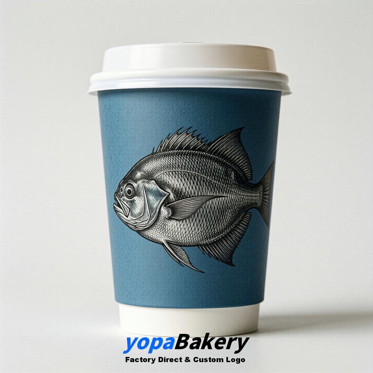 Halibut Double Wall Paper Cups: 100ml/120ml/200ml/240ml/300ml/360ml/400ml/500ml/600ml/700ml