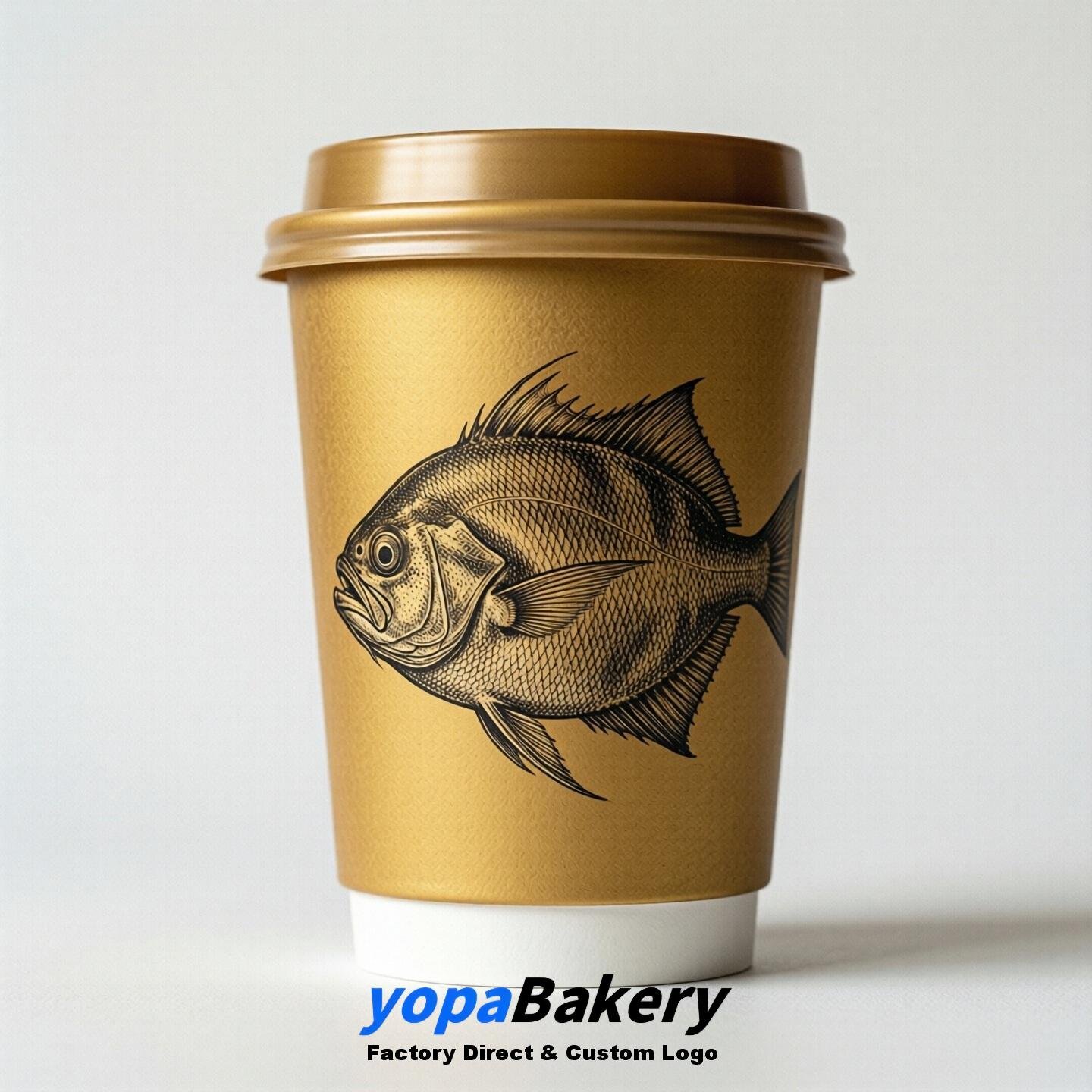 Halibut Double Wall Paper Cups: 100ml/120ml/200ml/240ml/300ml/360ml/400ml/500ml/600ml/700ml