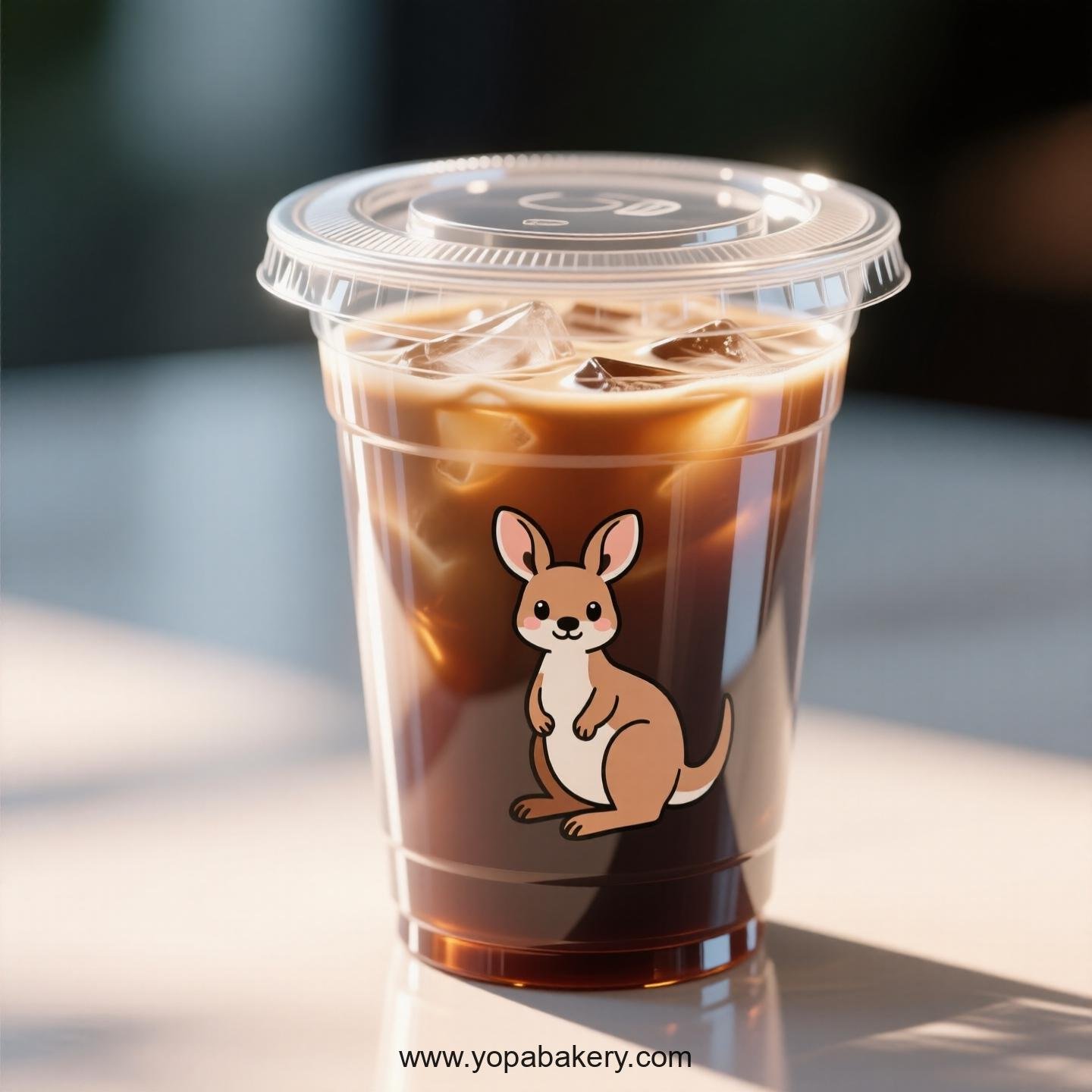 Kangaroo Themed Clear Plastic Cups - Disposable PP & PET Coffee Cups with Lids
