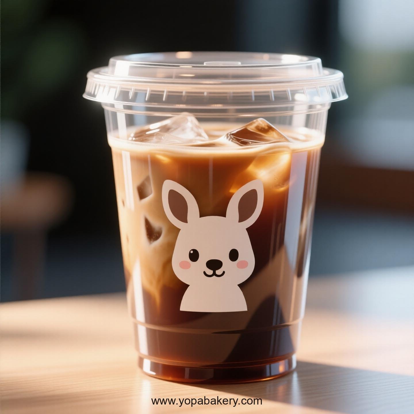 Kangaroo Themed Clear Plastic Cups - Disposable PP & PET Coffee Cups with Lids