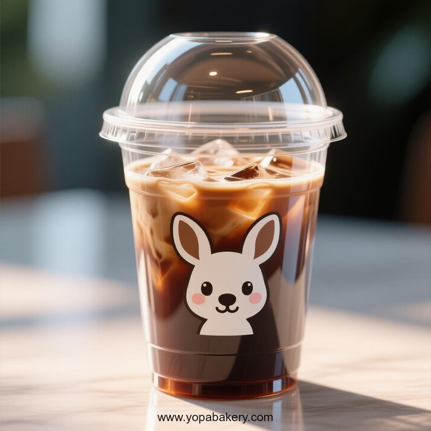 Kangaroo Themed Clear Plastic Cups - Disposable PP & PET Coffee Cups with Lids