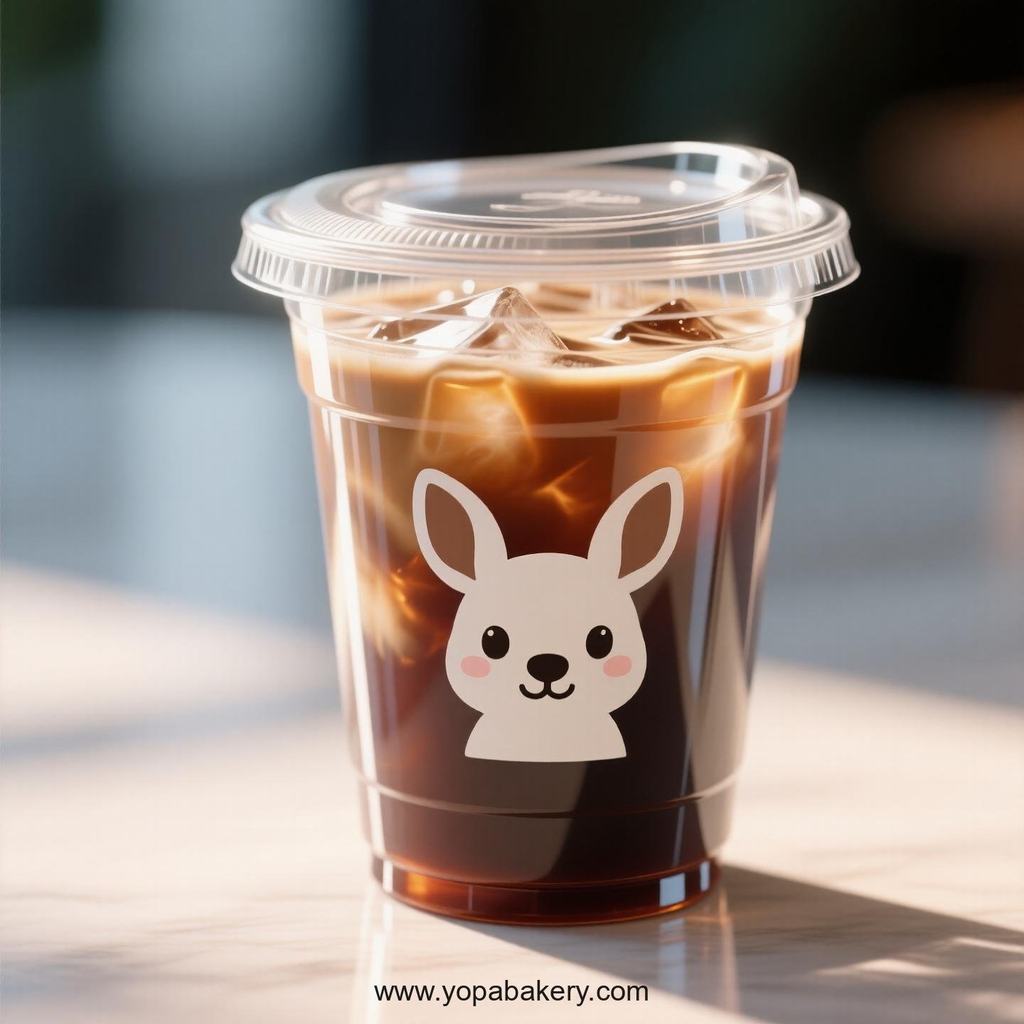 Kangaroo Themed Clear Plastic Cups - Disposable PP & PET Coffee Cups with Lids