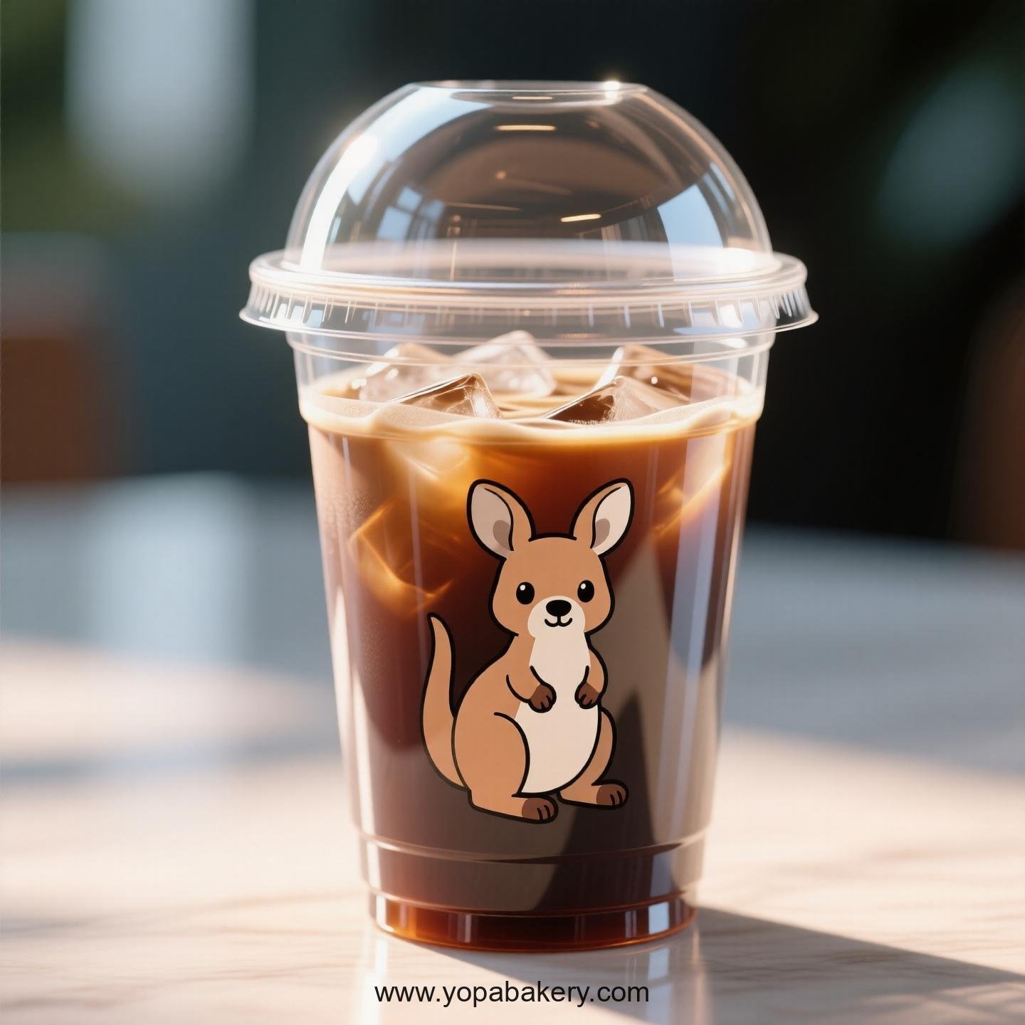 Kangaroo Themed Clear Plastic Cups - Disposable PP & PET Coffee Cups with Lids Kangaroo Themed Clear Plastic Cups - Disposable PP & PET Coffee Cups with Lids