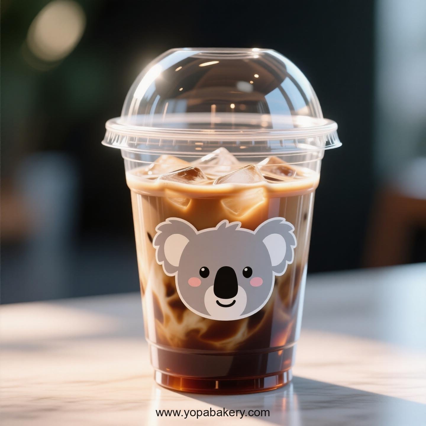 Koala Themed Clear Plastic Cups - Disposable PP & PET Coffee Cups with Lids