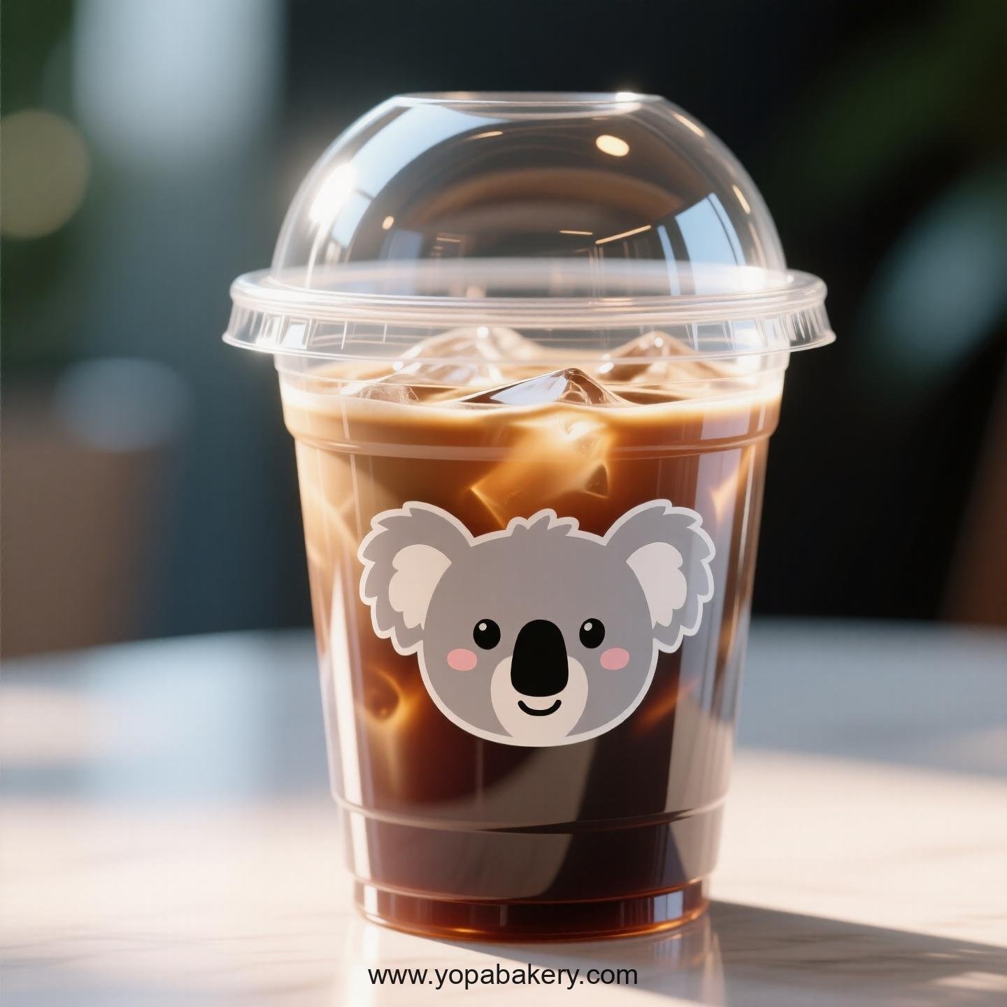 Koala Themed Clear Plastic Cups - Disposable PP & PET Coffee Cups with Lids Koala Themed Clear Plastic Cups - Disposable PP & PET Coffee Cups with Lids