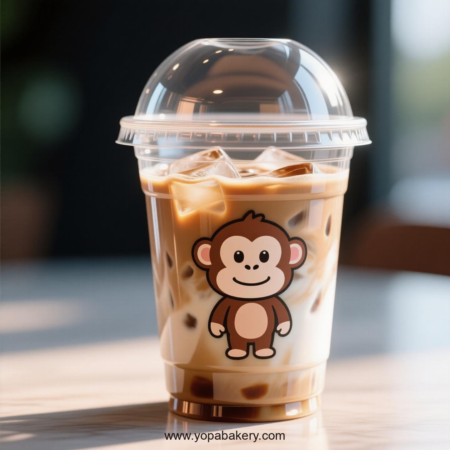 Monkey Themed Clear Plastic Cups - Disposable PP & PET Coffee Cups with Lids