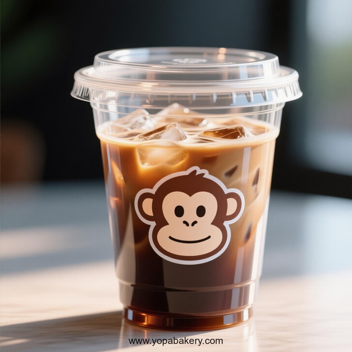 Monkey Themed Clear Plastic Cups - Disposable PP & PET Coffee Cups with Lids