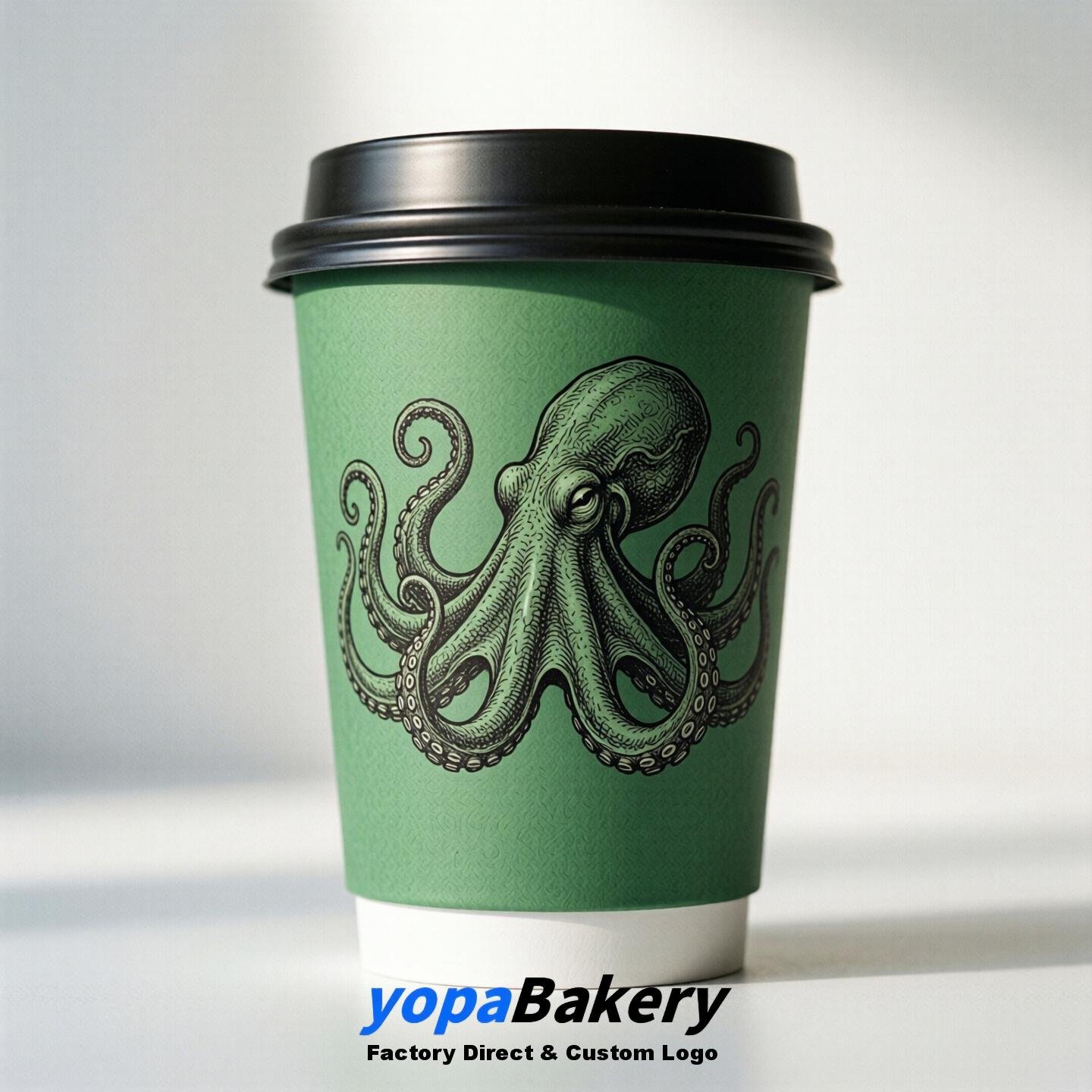 Octopus Double Wall Paper Cups: 100ml/120ml/200ml/240ml/300ml/360ml/400ml/500ml/600ml/700ml