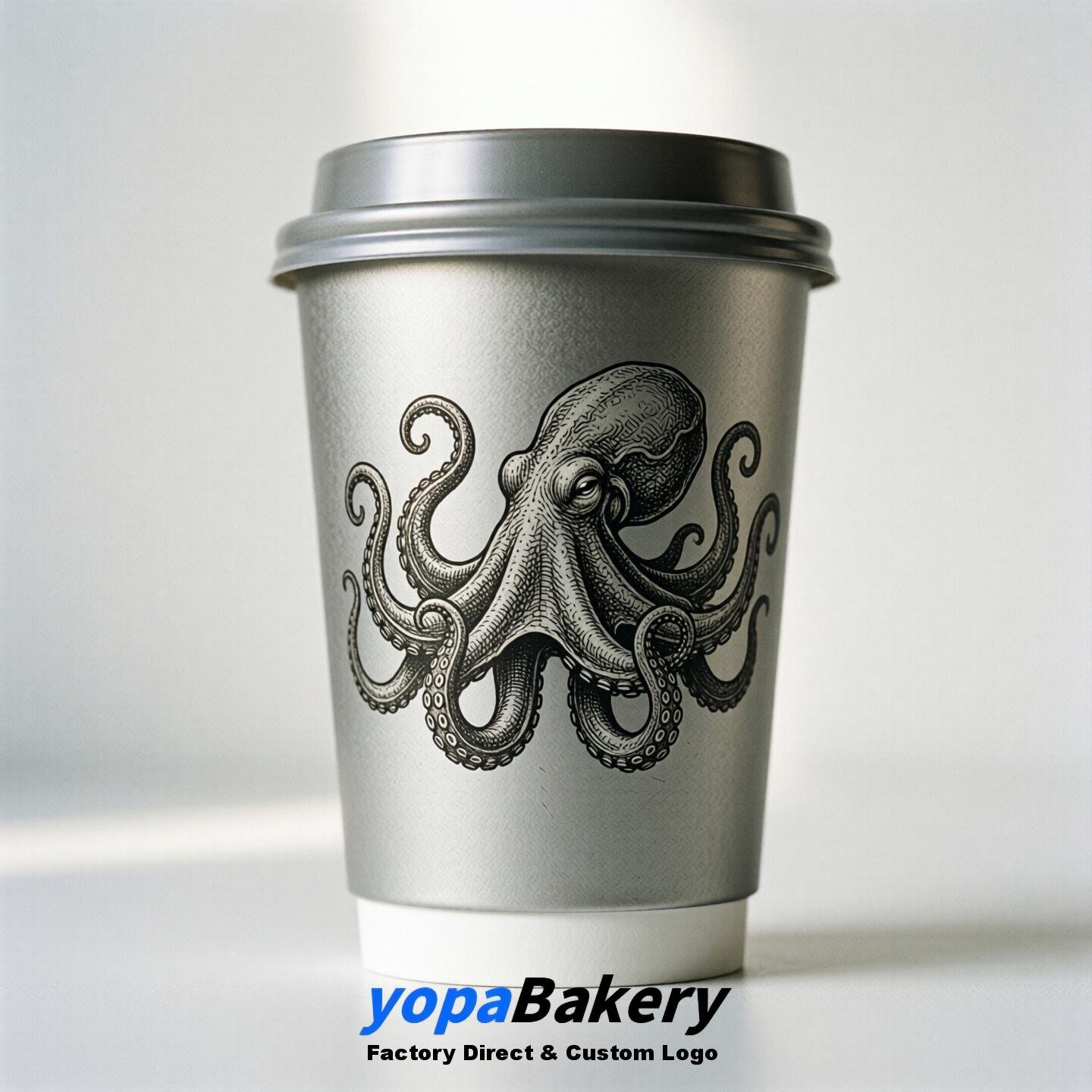 Octopus Double Wall Paper Cups: 100ml/120ml/200ml/240ml/300ml/360ml/400ml/500ml/600ml/700ml