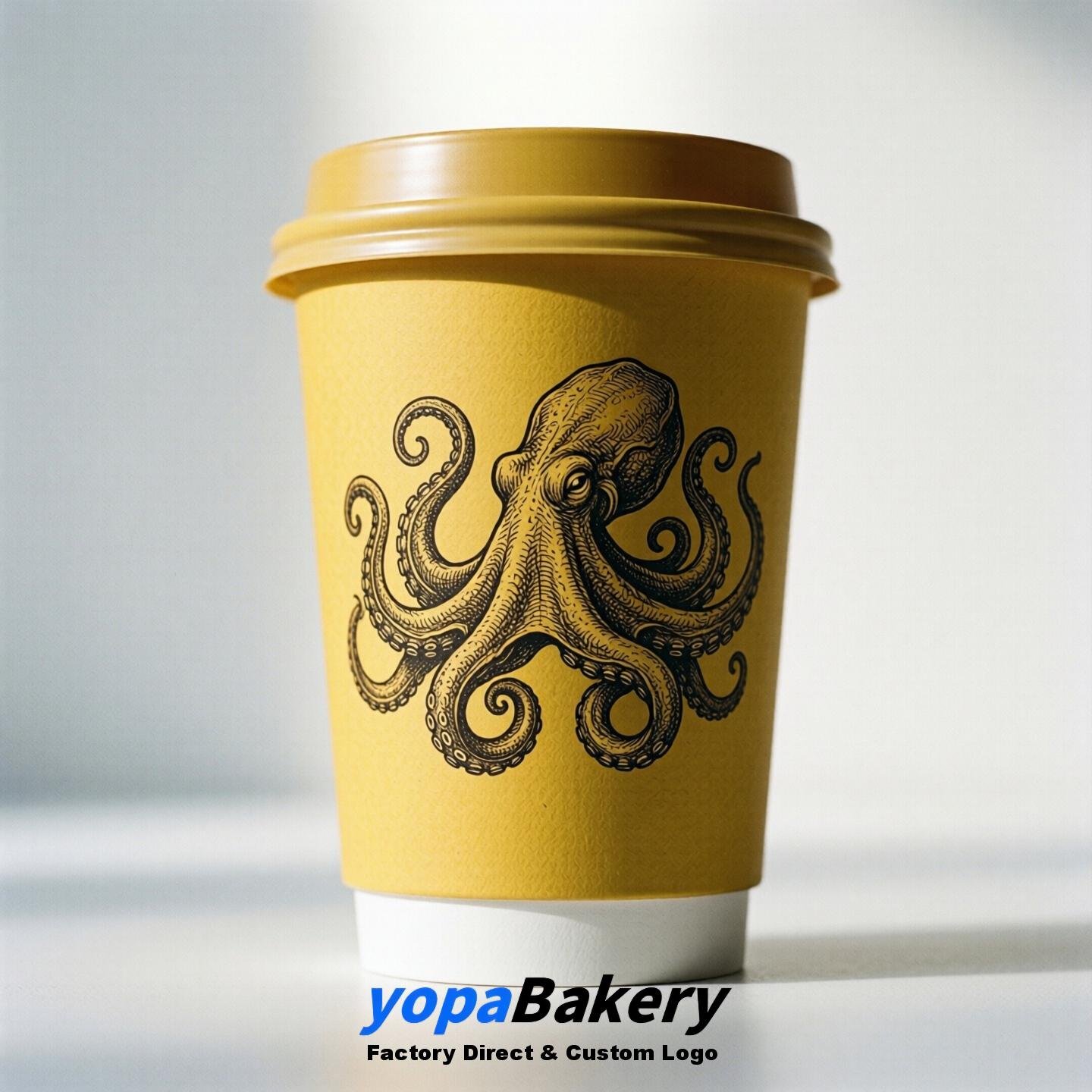 Octopus Double Wall Paper Cups: 100ml/120ml/200ml/240ml/300ml/360ml/400ml/500ml/600ml/700ml