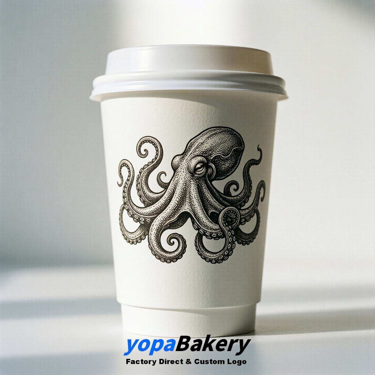 Octopus Double Wall Paper Cups: 100ml/120ml/200ml/240ml/300ml/360ml/400ml/500ml/600ml/700ml