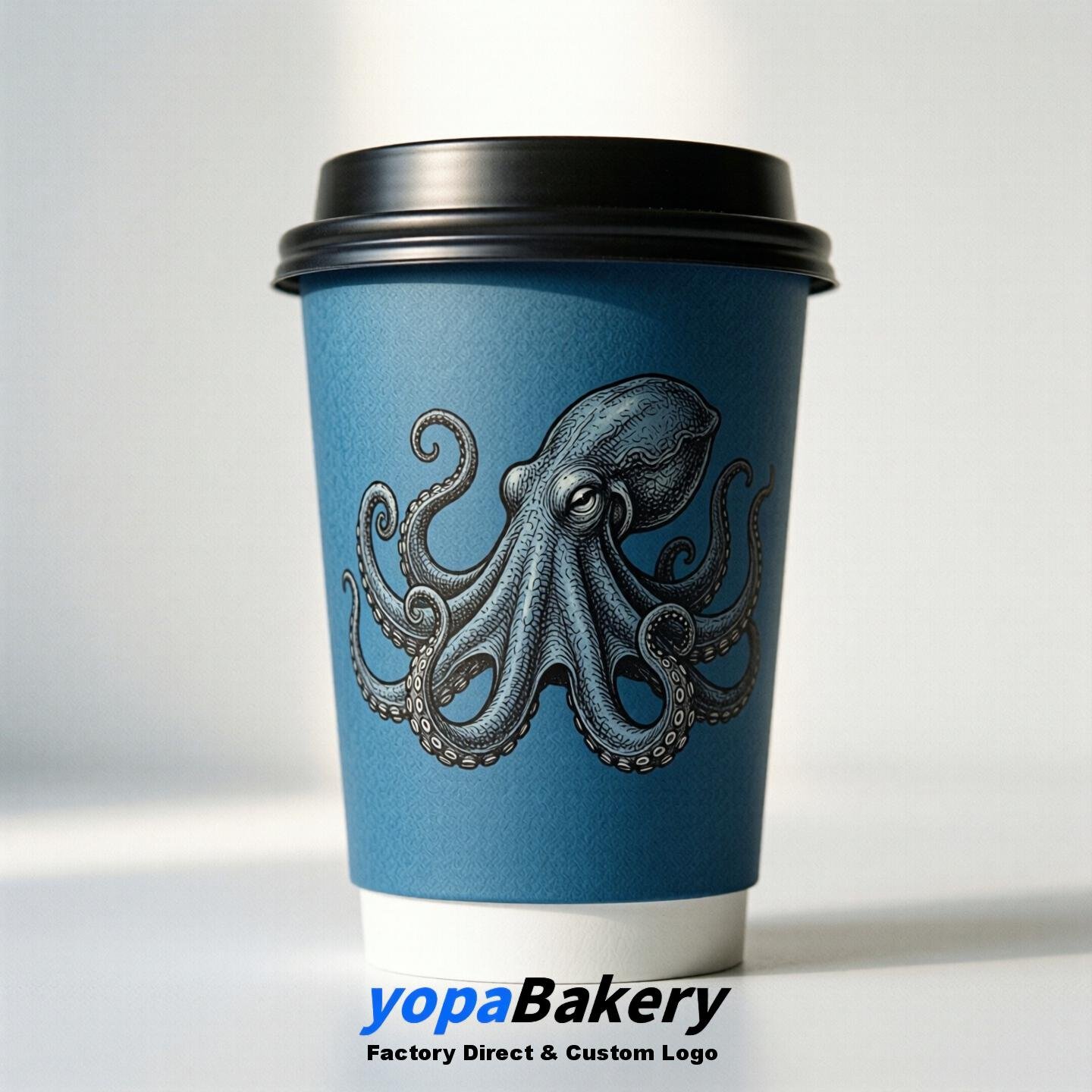 Octopus Double Wall Paper Cups: 100ml/120ml/200ml/240ml/300ml/360ml/400ml/500ml/600ml/700ml
