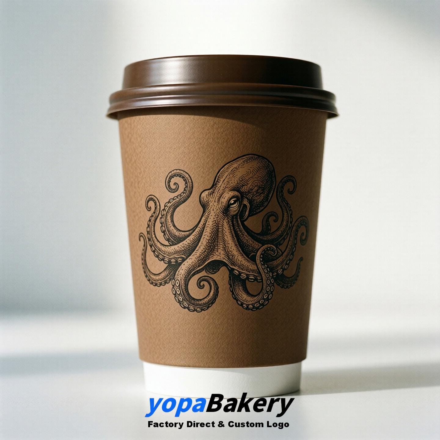 Octopus Double Wall Paper Cups: 100ml/120ml/200ml/240ml/300ml/360ml/400ml/500ml/600ml/700ml
