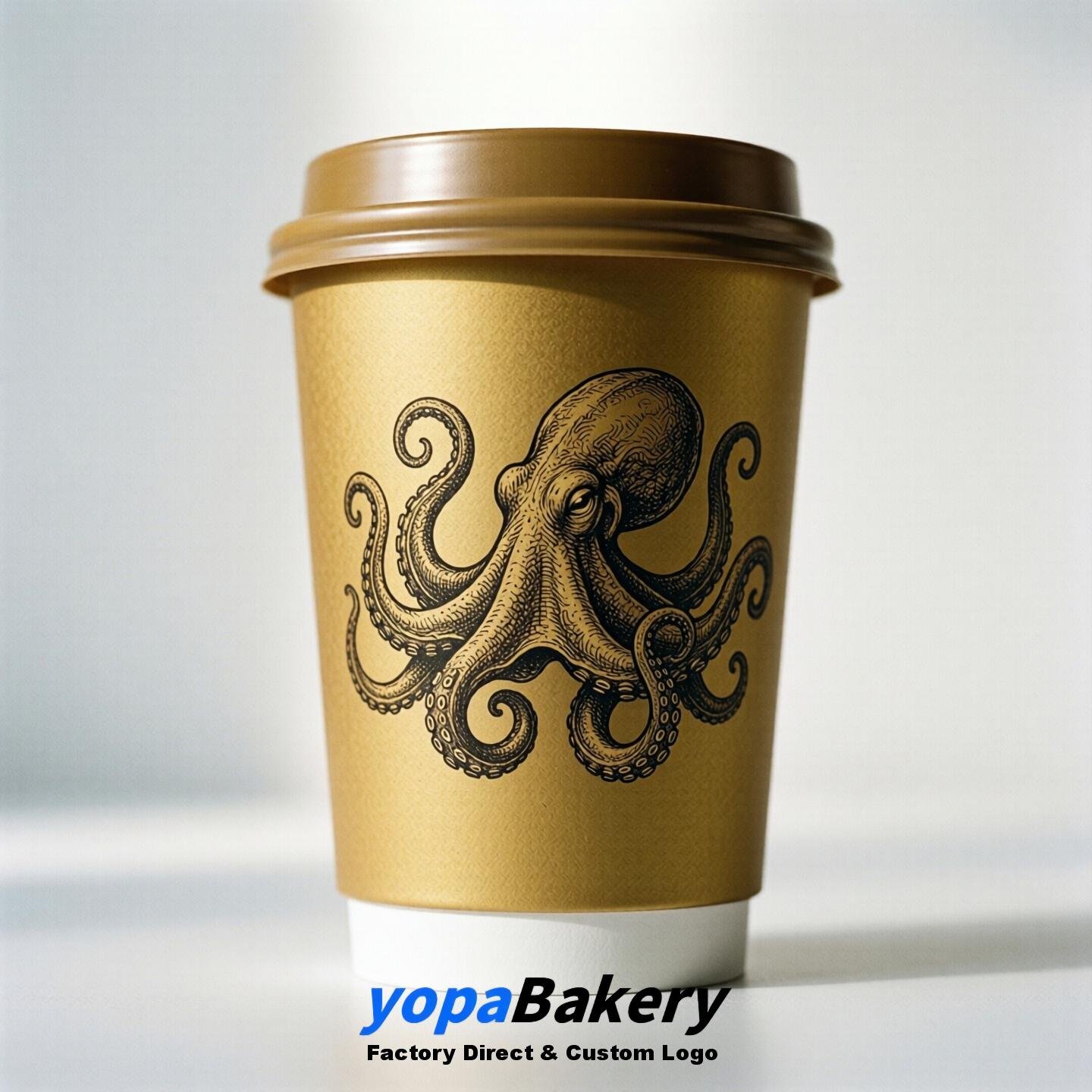 Octopus Double Wall Paper Cups: 100ml/120ml/200ml/240ml/300ml/360ml/400ml/500ml/600ml/700ml