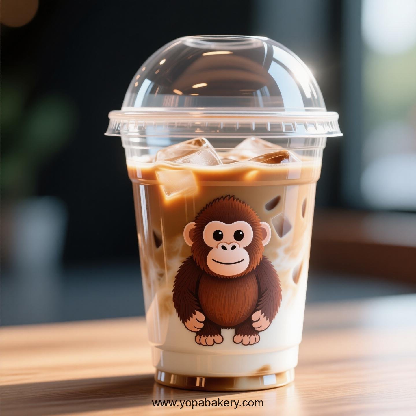 Orangutan Themed Clear Plastic Cups - Disposable PP & PET Coffee Cups with Lids