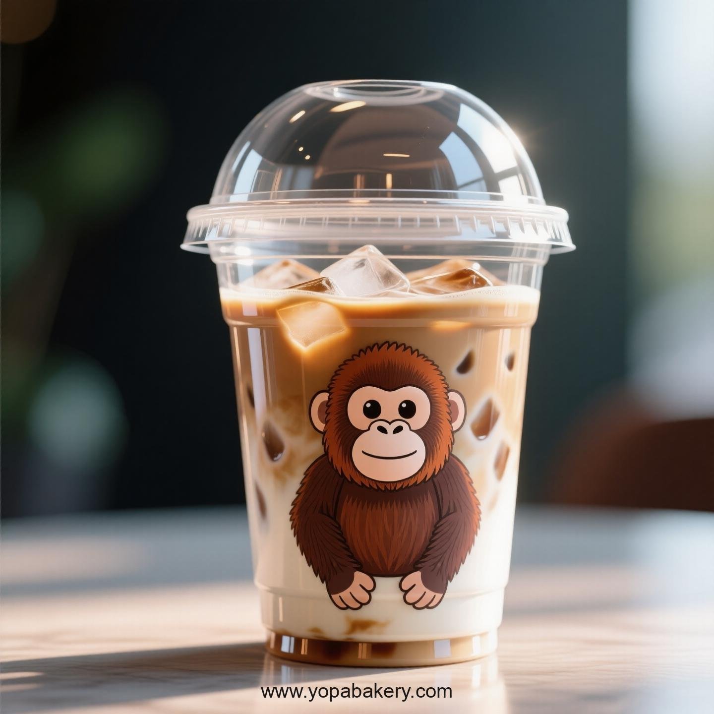 Orangutan Themed Clear Plastic Cups - Disposable PP & PET Coffee Cups with Lids