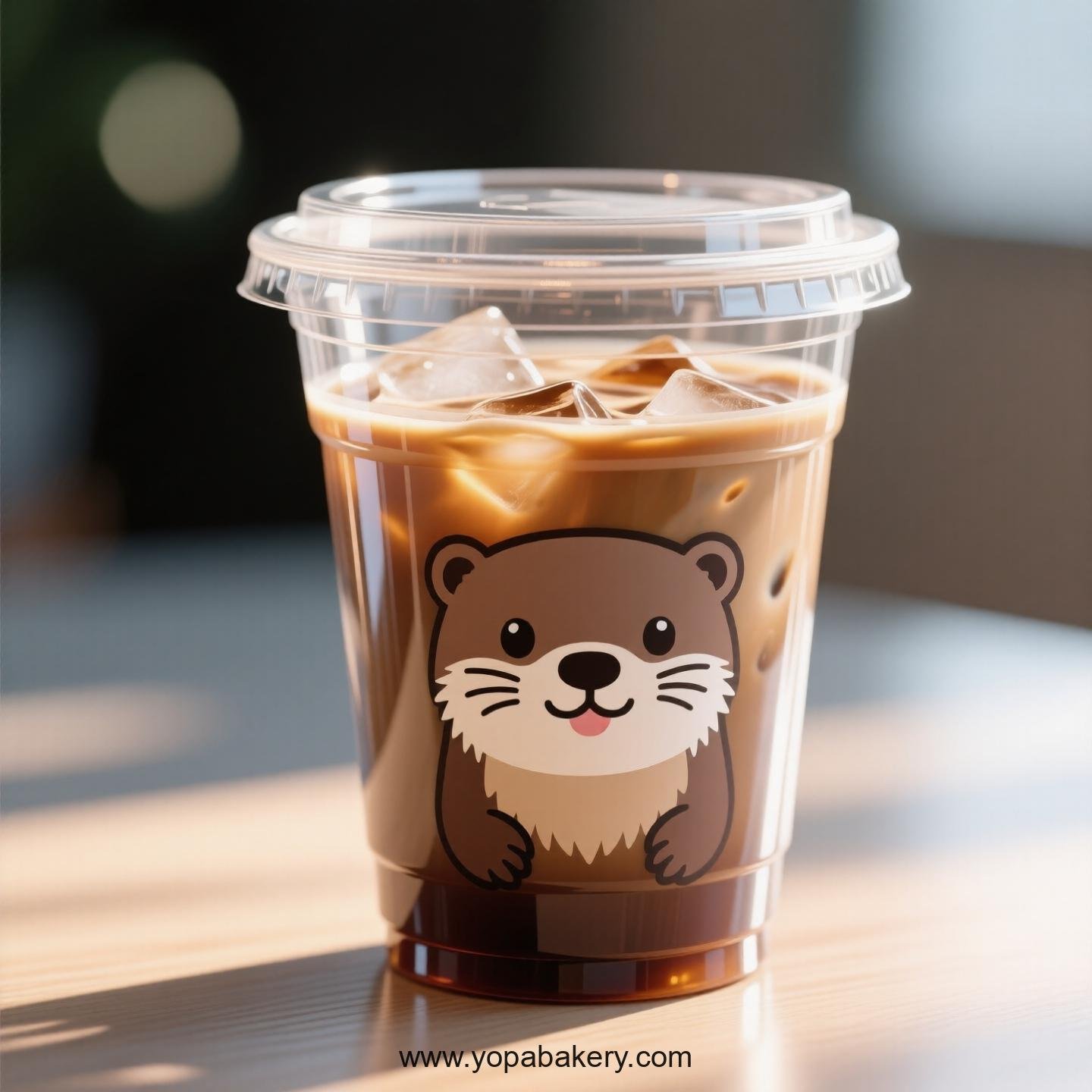 Otter Themed Clear Plastic Cups - Disposable PP & PET Coffee Cups with Lids
