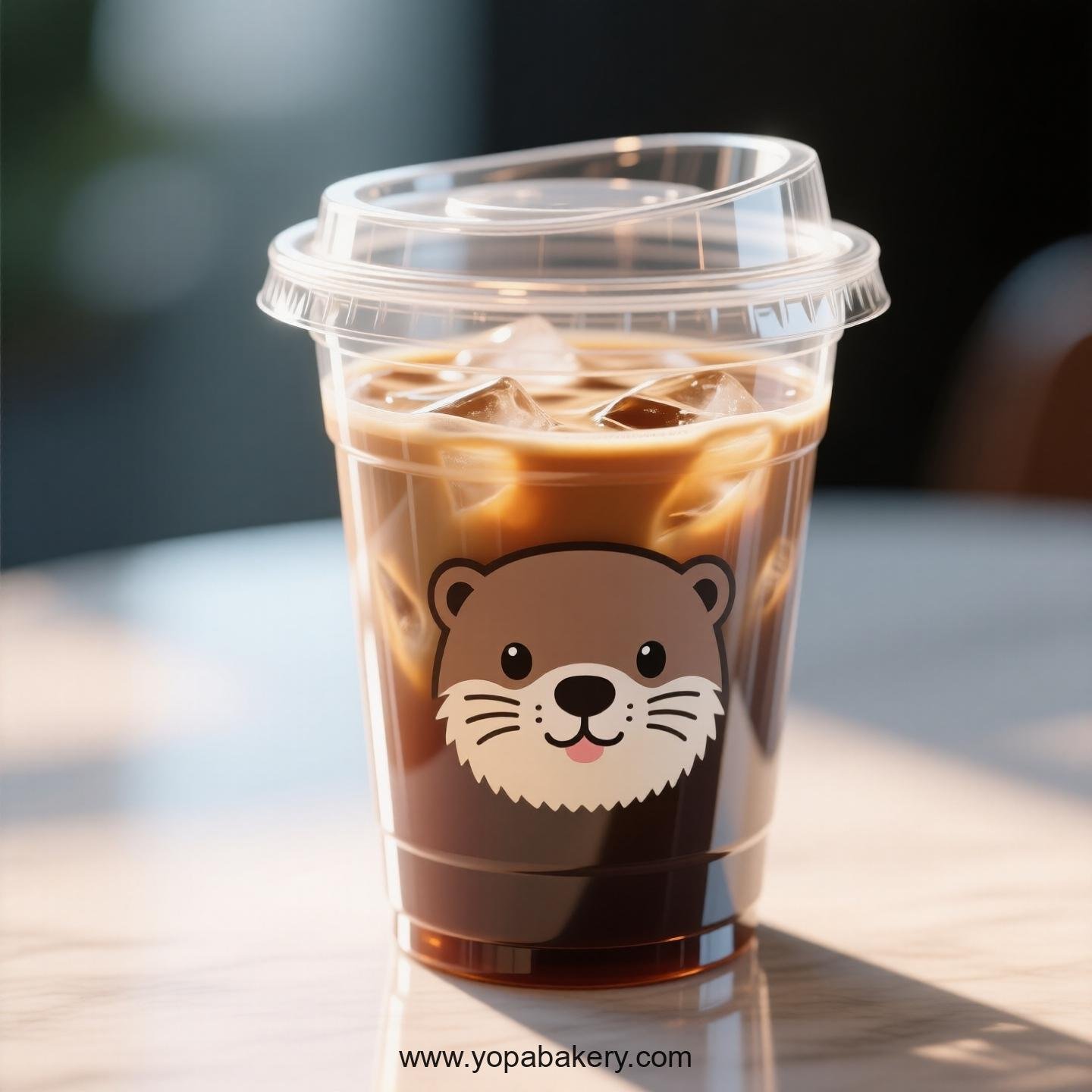 Otter Themed Clear Plastic Cups - Disposable PP & PET Coffee Cups with Lids