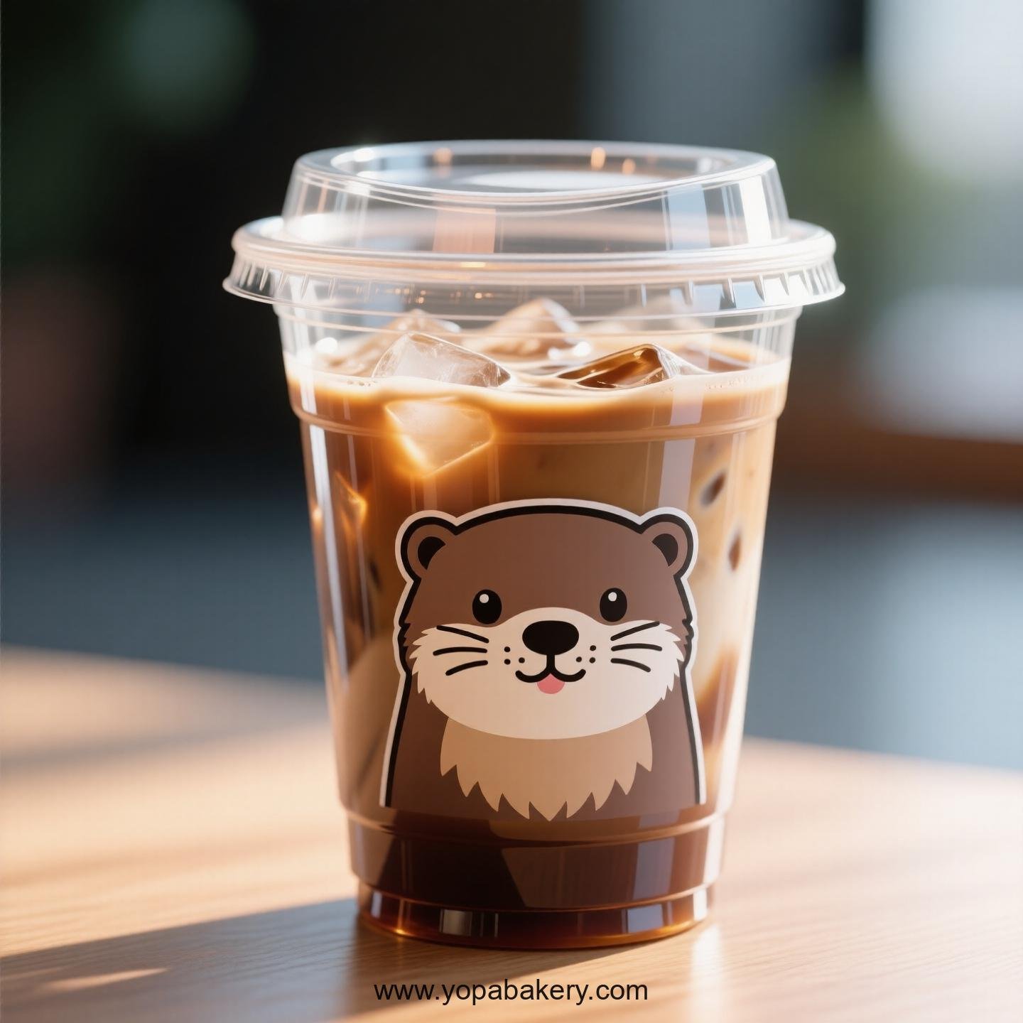Otter Themed Clear Plastic Cups - Disposable PP & PET Coffee Cups with Lids