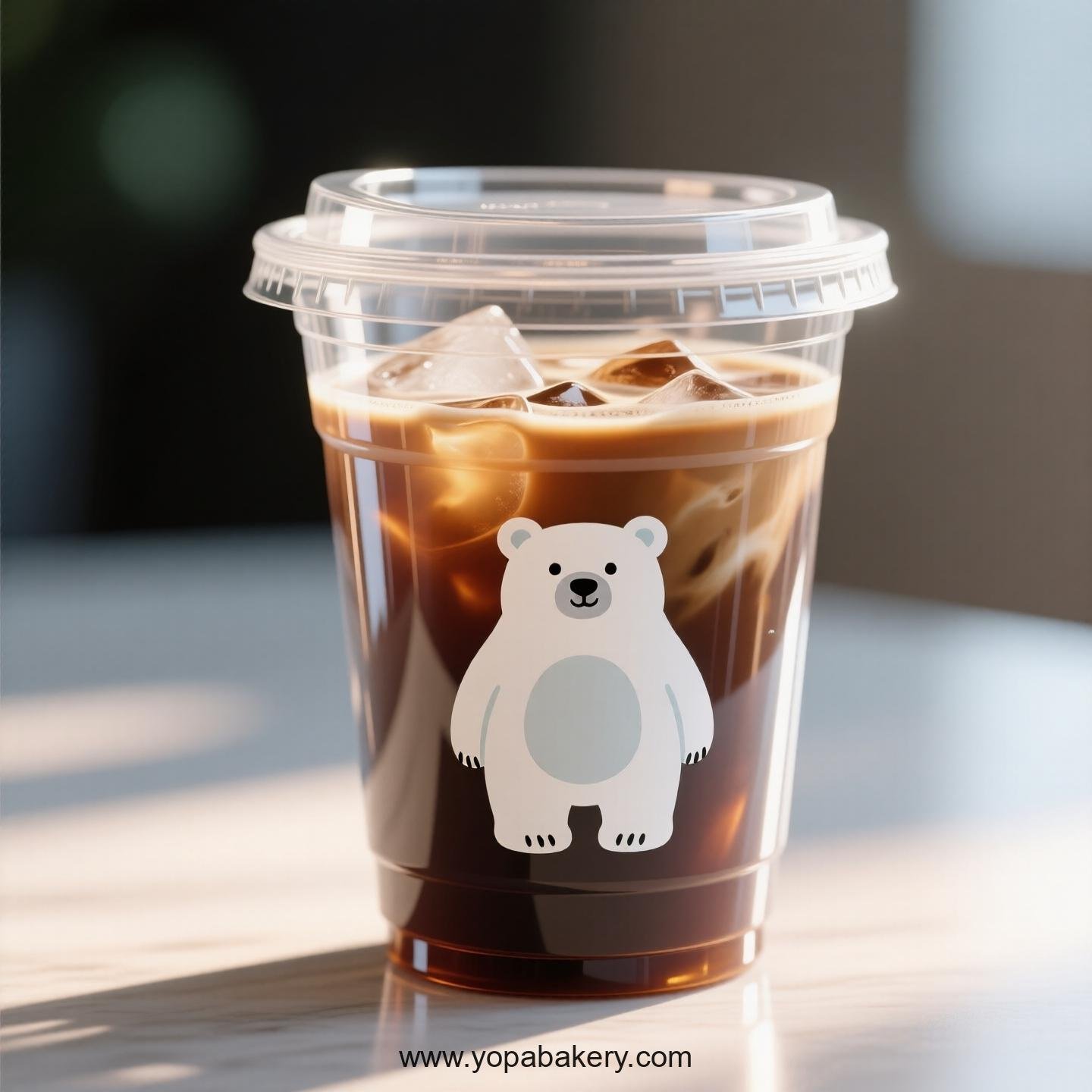 Polar Bear Themed Clear Plastic Cups - Disposable PP & PET Coffee Cups with Lids