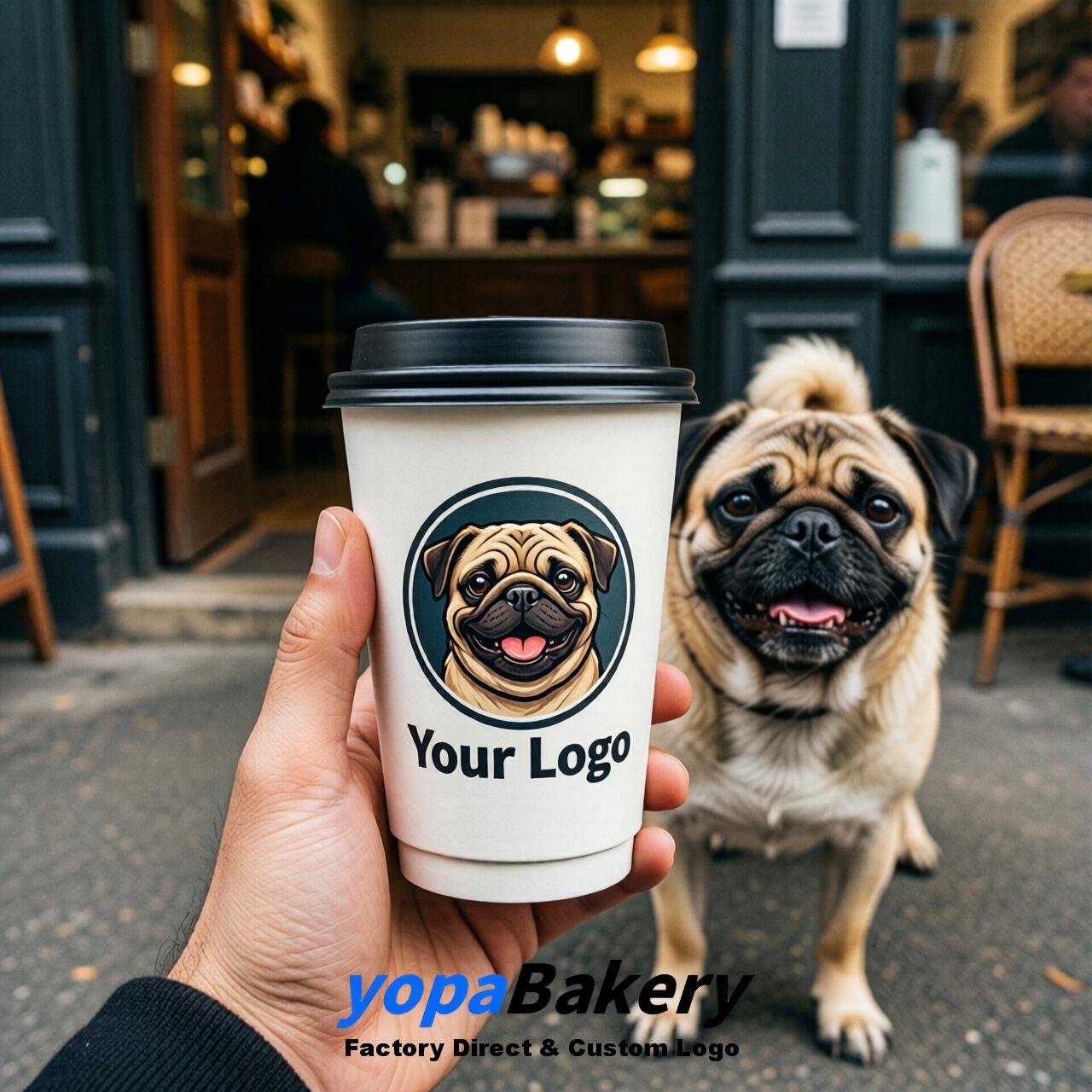 Pug Double Wall Paper Cups: 8oz/12oz/16oz/20oz/22oz/24oz