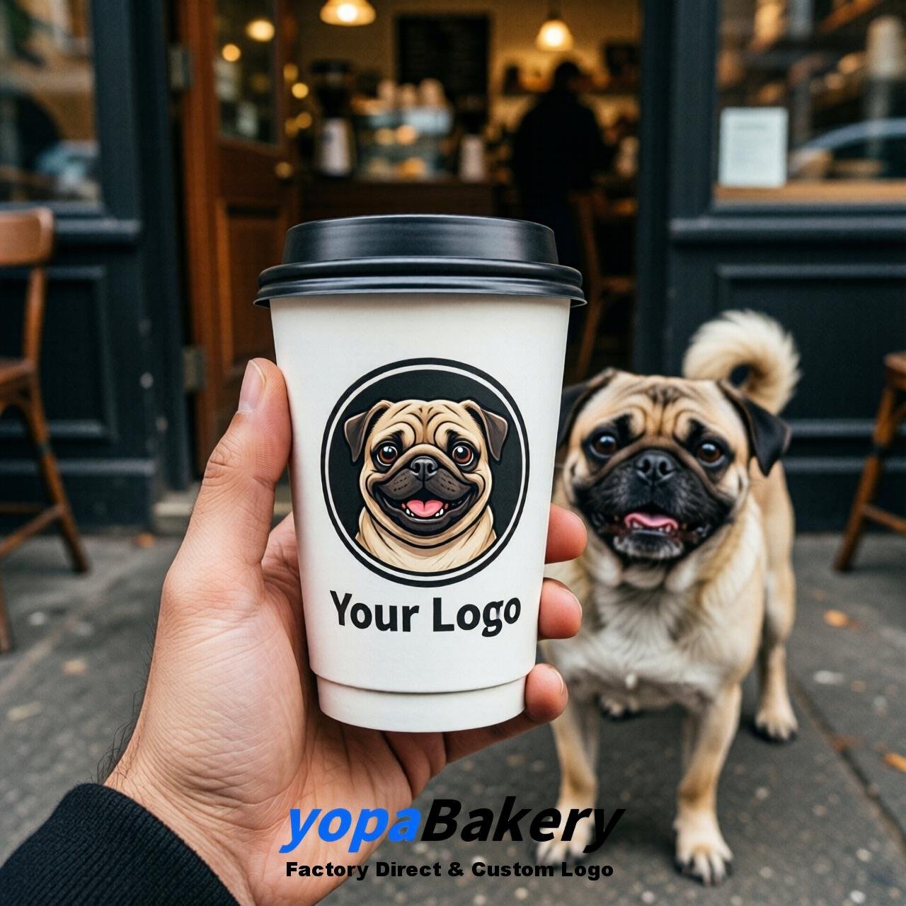 Pug Double Wall Paper Cups: 8oz/12oz/16oz/20oz/22oz/24oz