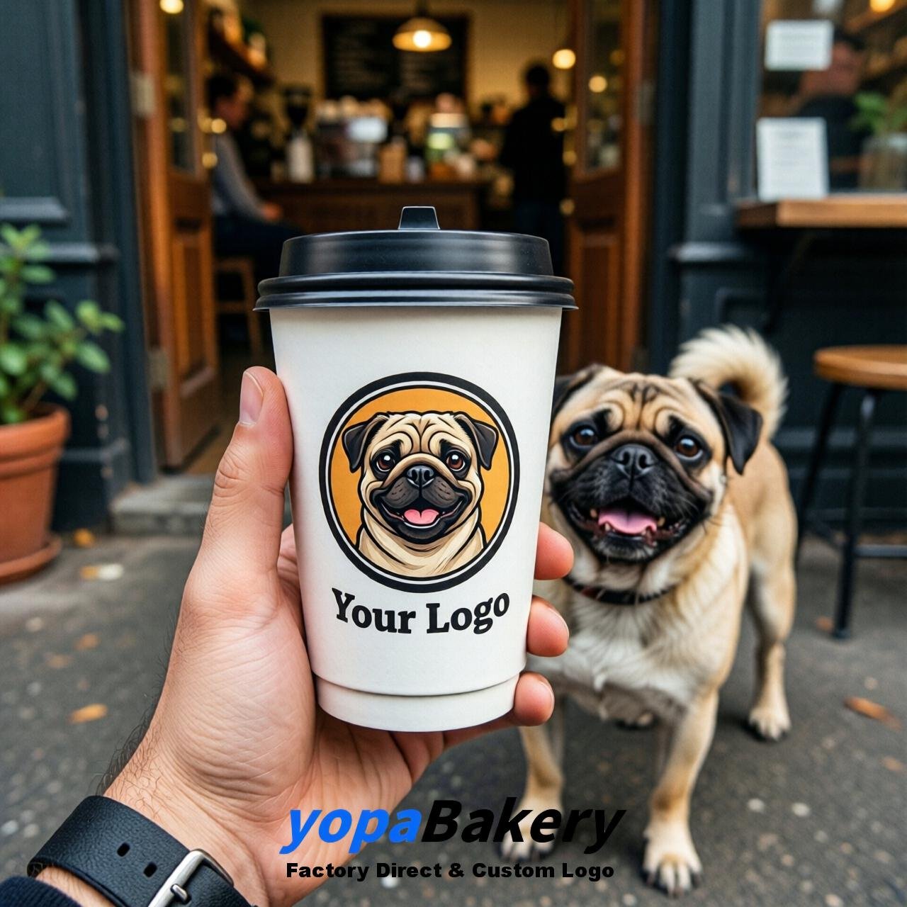 Pug Double Wall Paper Cups: 8oz/12oz/16oz/20oz/22oz/24oz