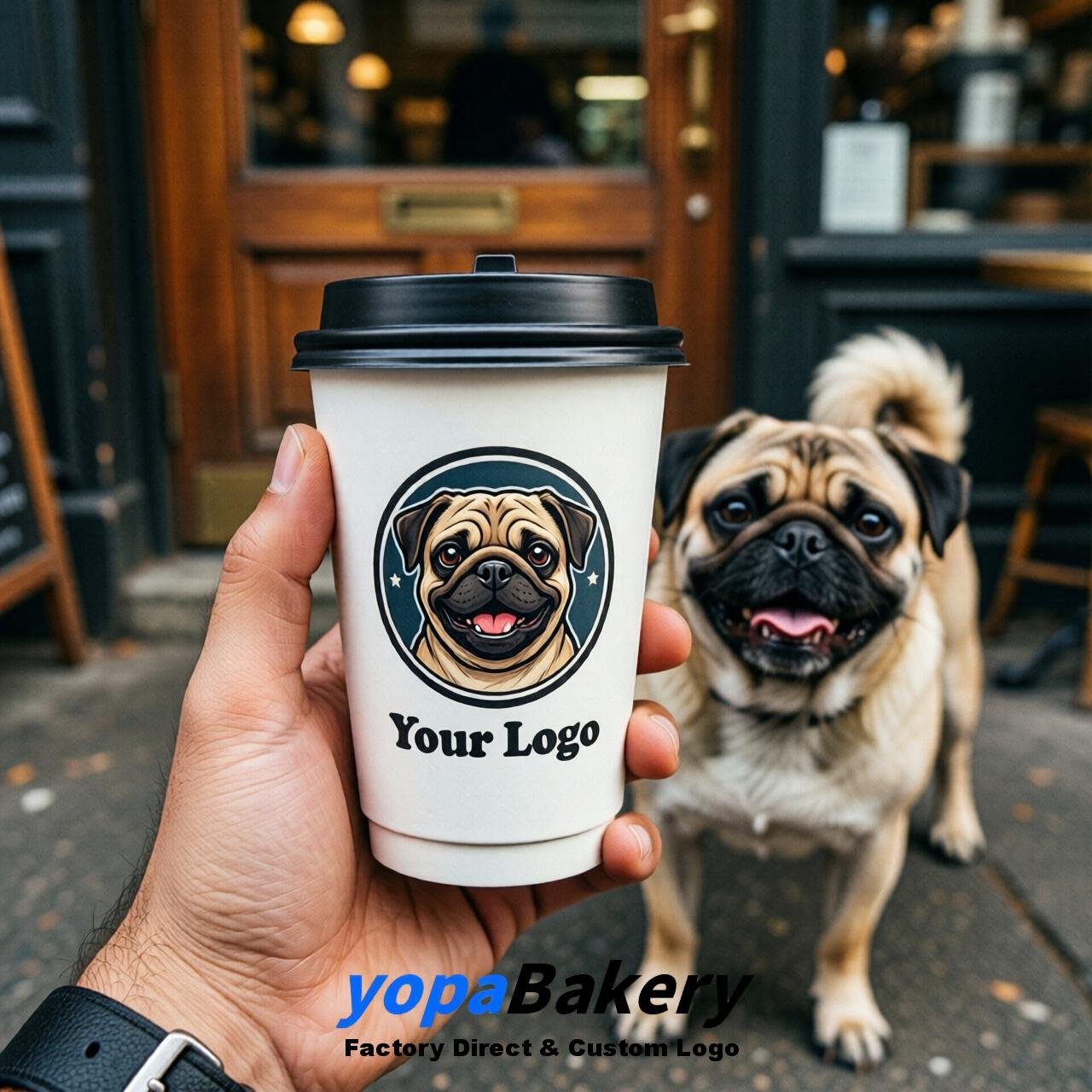 Pug Double Wall Paper Cups: 8oz/12oz/16oz/20oz/22oz/24oz